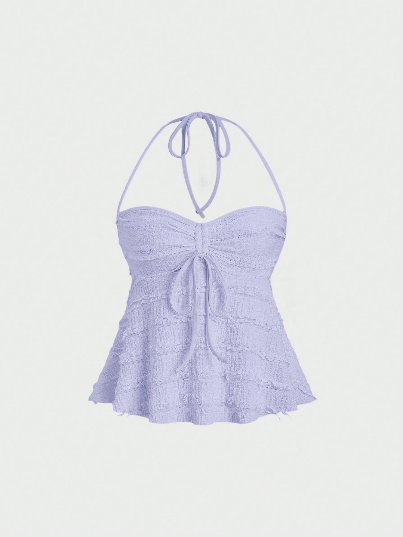 Sweetra Solid Color Drawstring Halter Backless Sexy Summer Tank Top