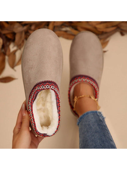 Merking Women's Winter Slippers, Platform Snow Boots, Thickened Flat Boots, Fur Lining, Warm Shoes, Outdoor Non Slip Boots