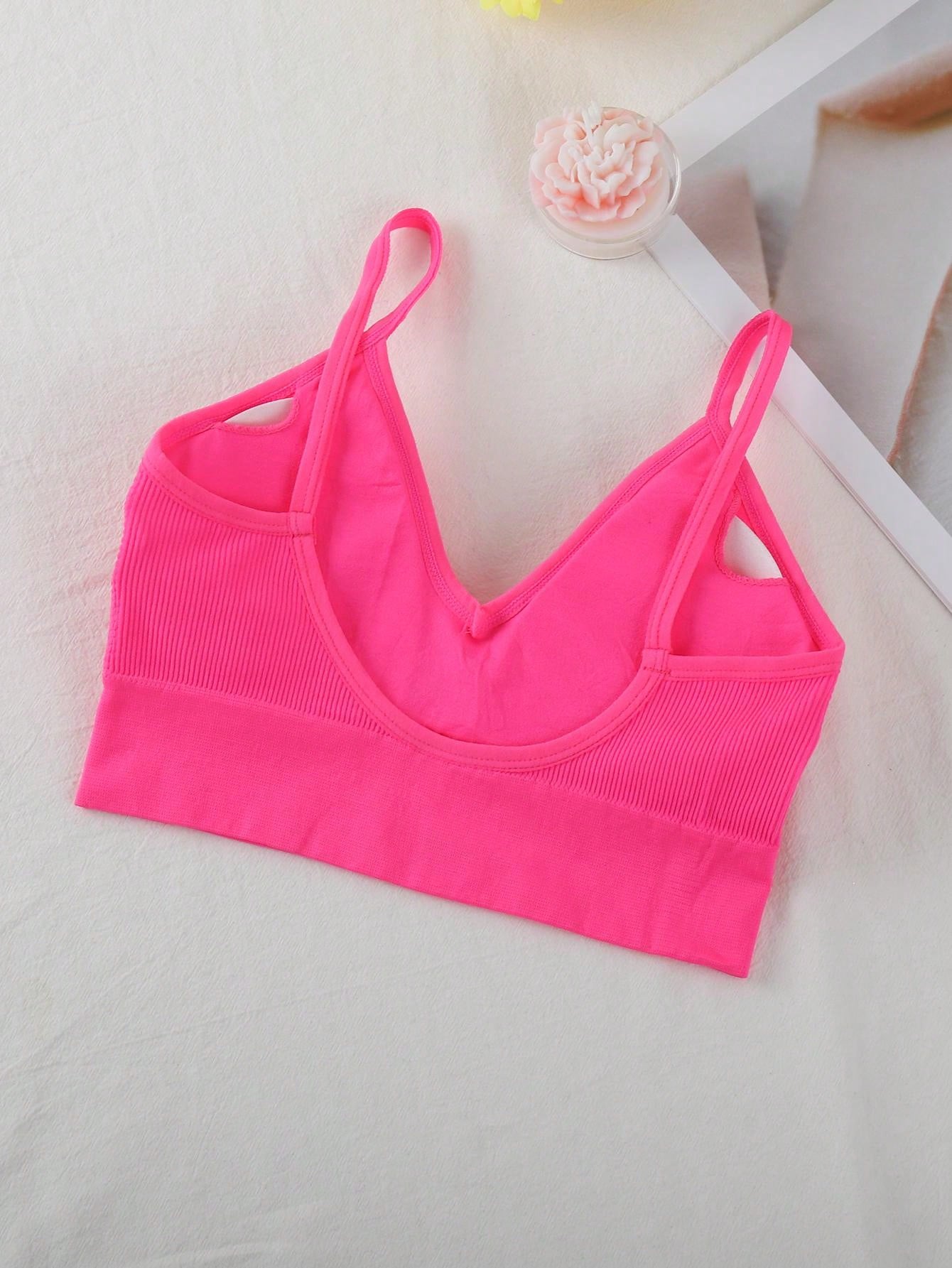 5pcs Comfortable Solid Wireless Bra, Lingerie