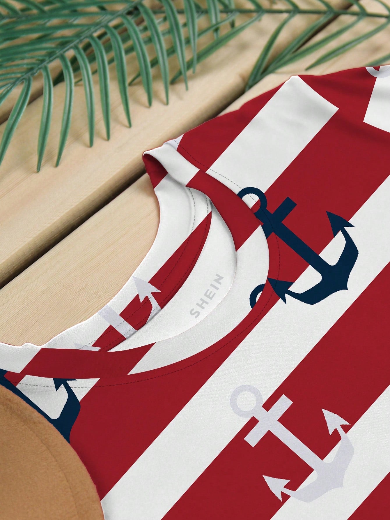 INAWLY Women's Casual Crewneck Anchor & Stripe Print Short Sleeve T-Shirt, Trendy Outfit Graphic Tees Women Tops