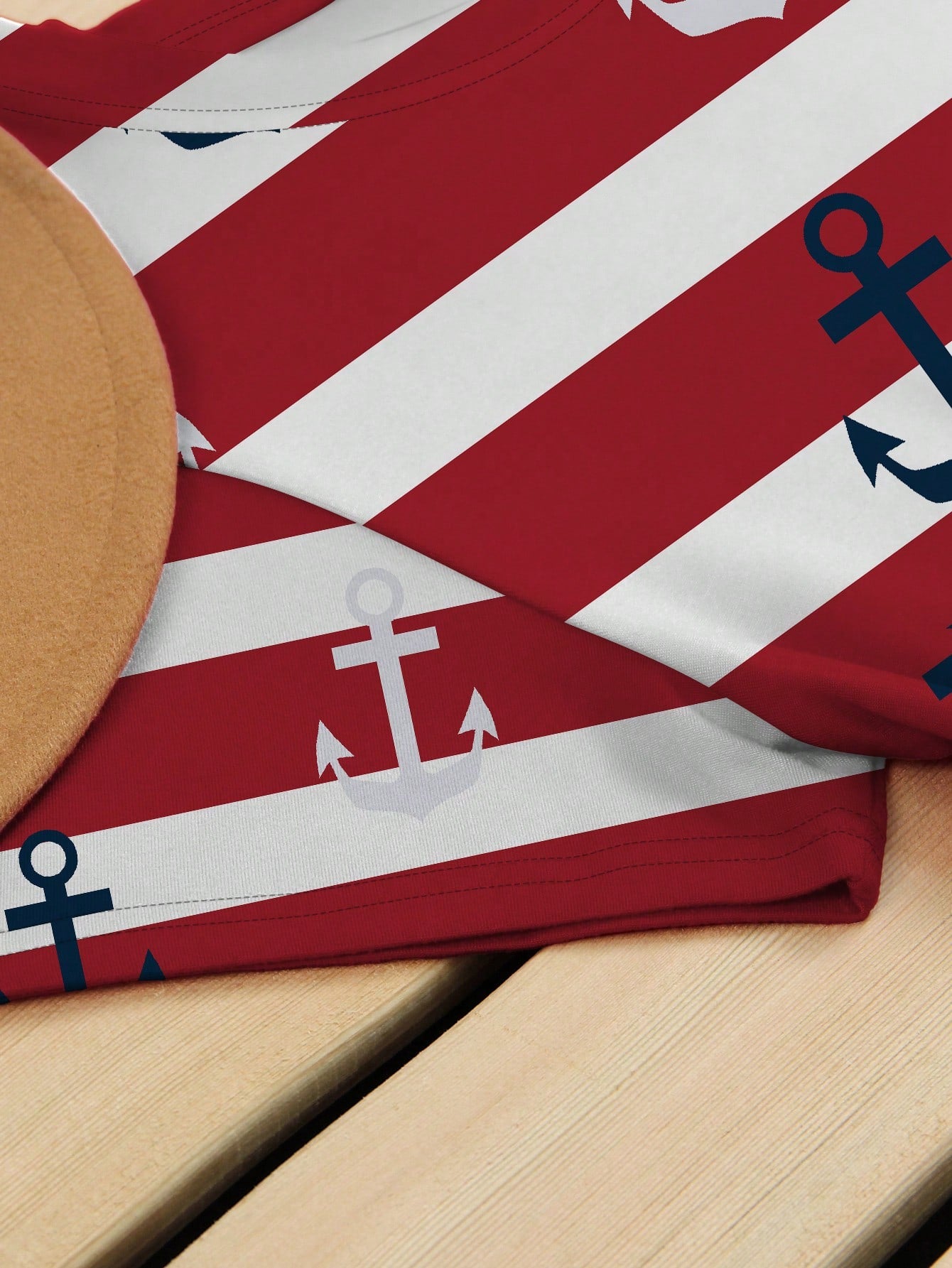 INAWLY Women's Casual Crewneck Anchor & Stripe Print Short Sleeve T-Shirt, Trendy Outfit Graphic Tees Women Tops