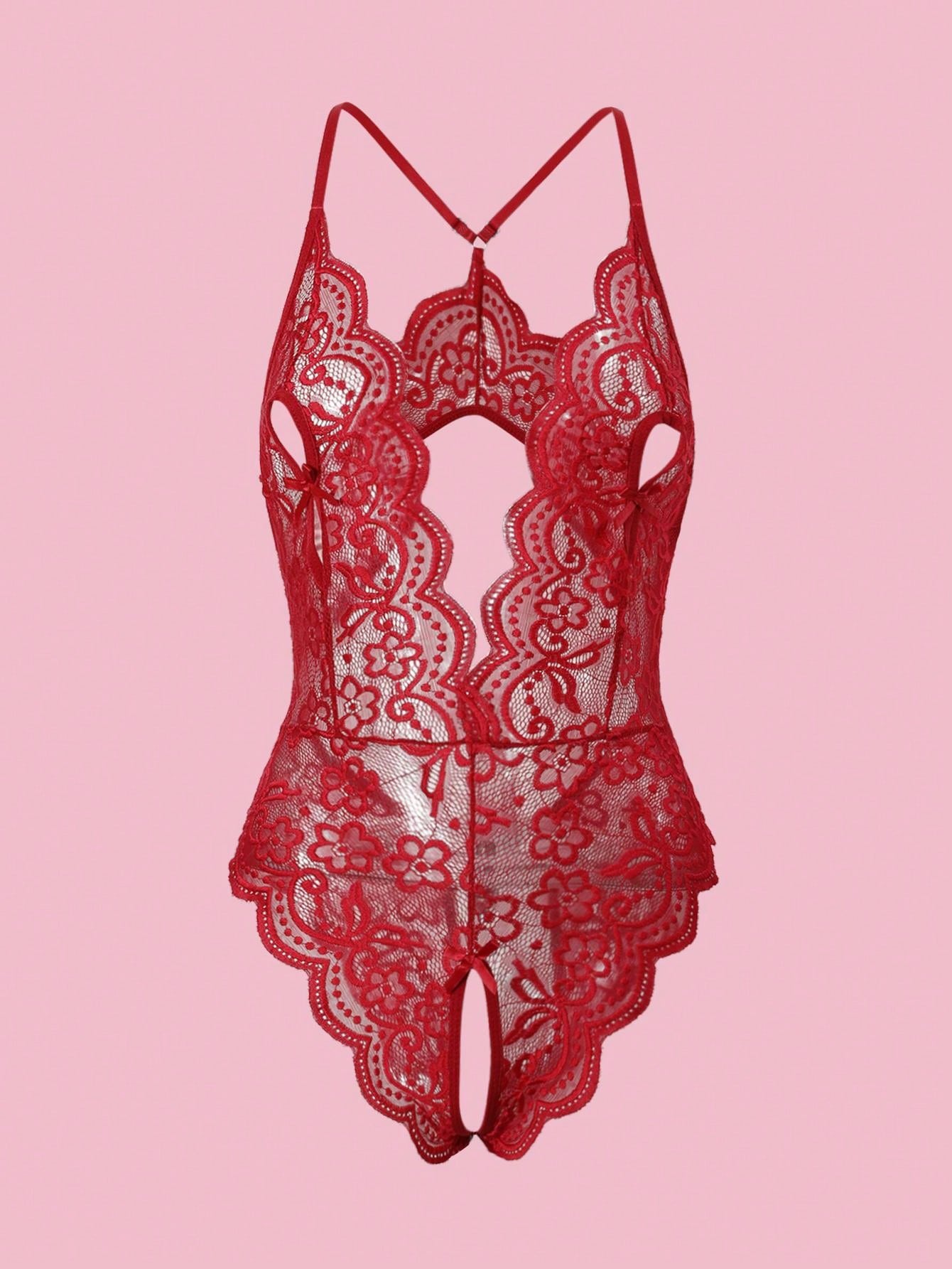Lace Crotchless Sexy Lingerie Bodysuit, Stretchy, Alluring, Personalized