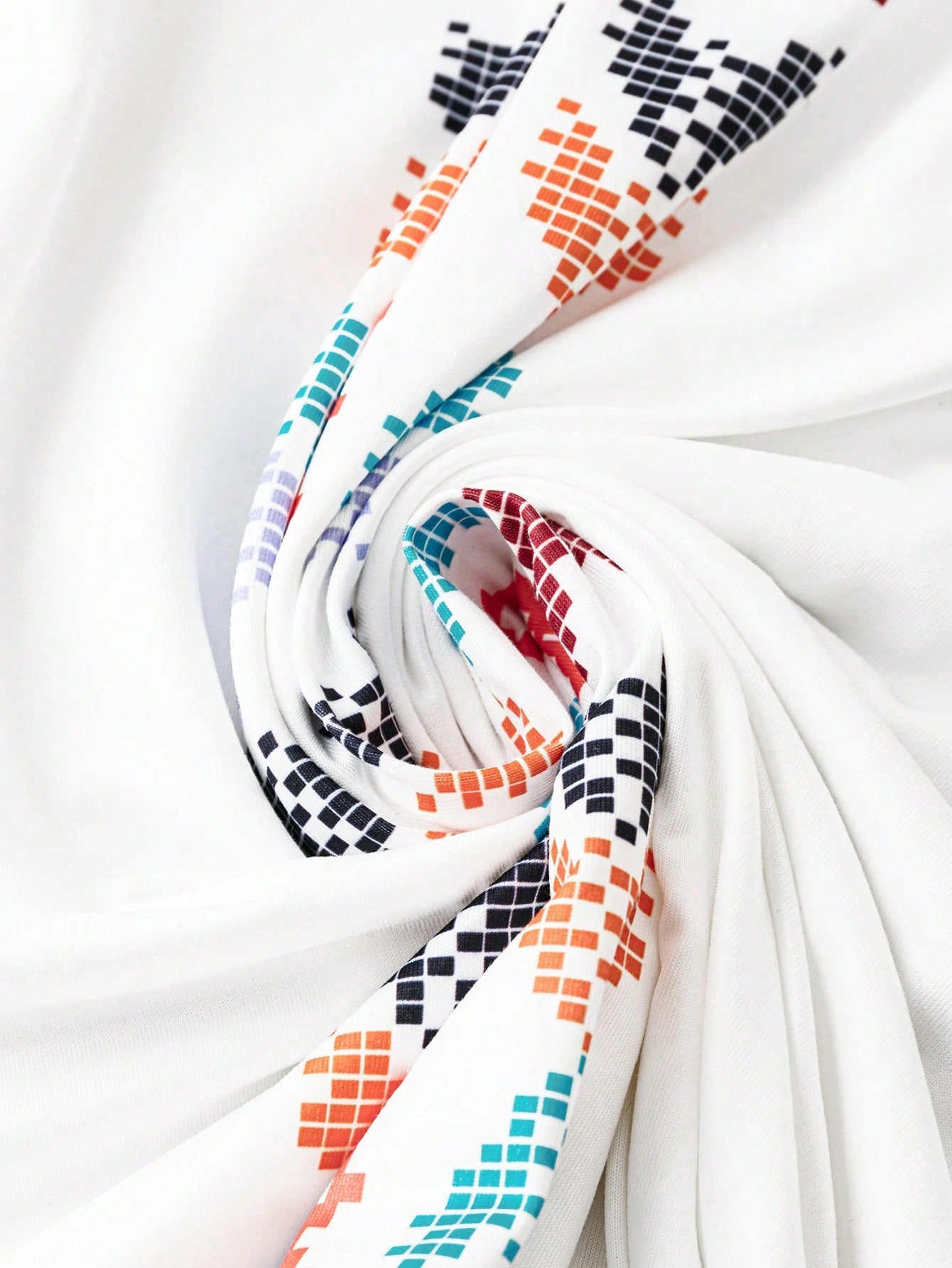 EMERY ROSE Plus Size Summer Casual Geometric Print V-Neck Fringed Hem Sleeveless Dress