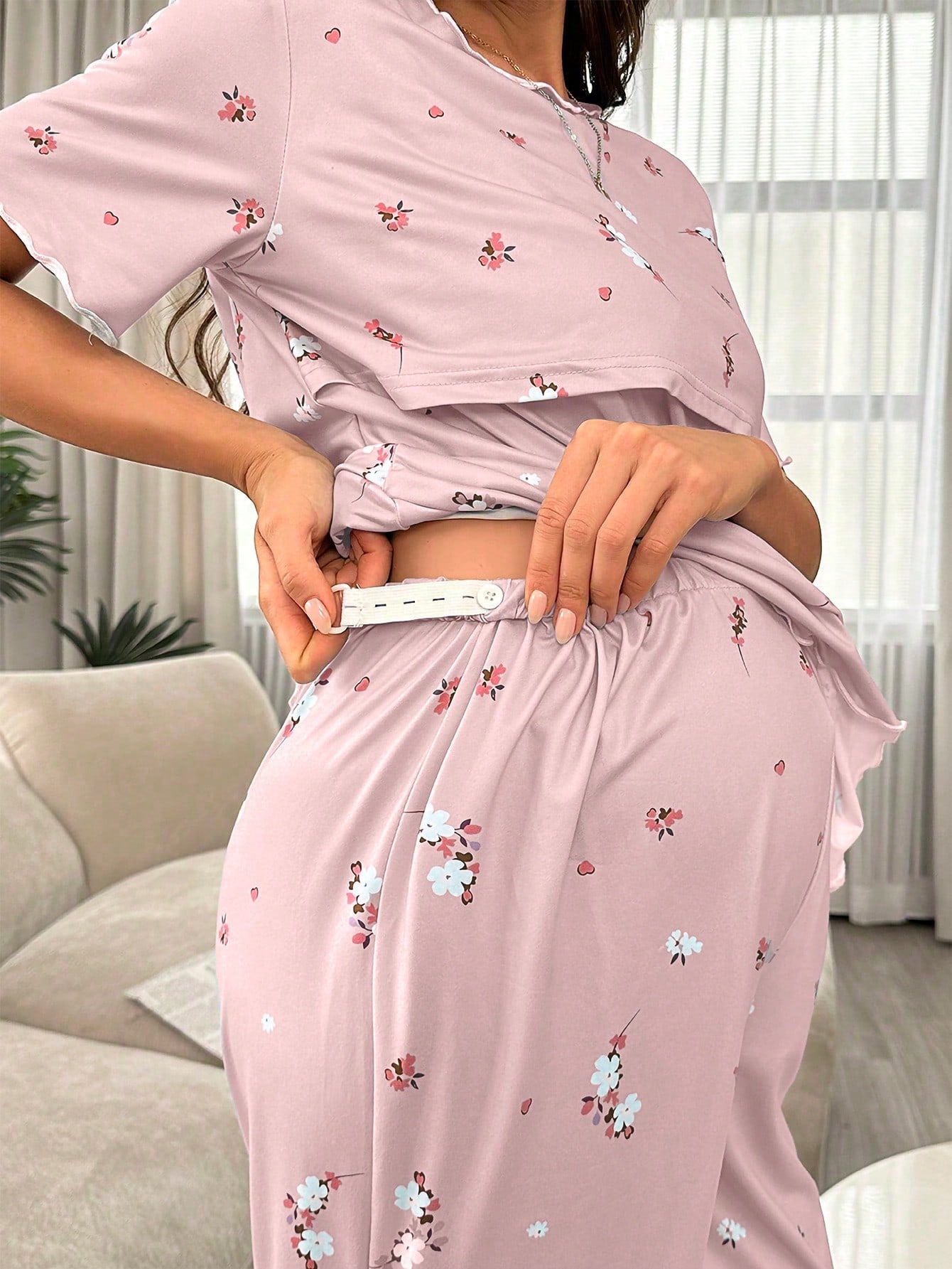 Underwear&Sleepwear Maternity Maternity Floral Nursing Short Sleeve Pajama Set