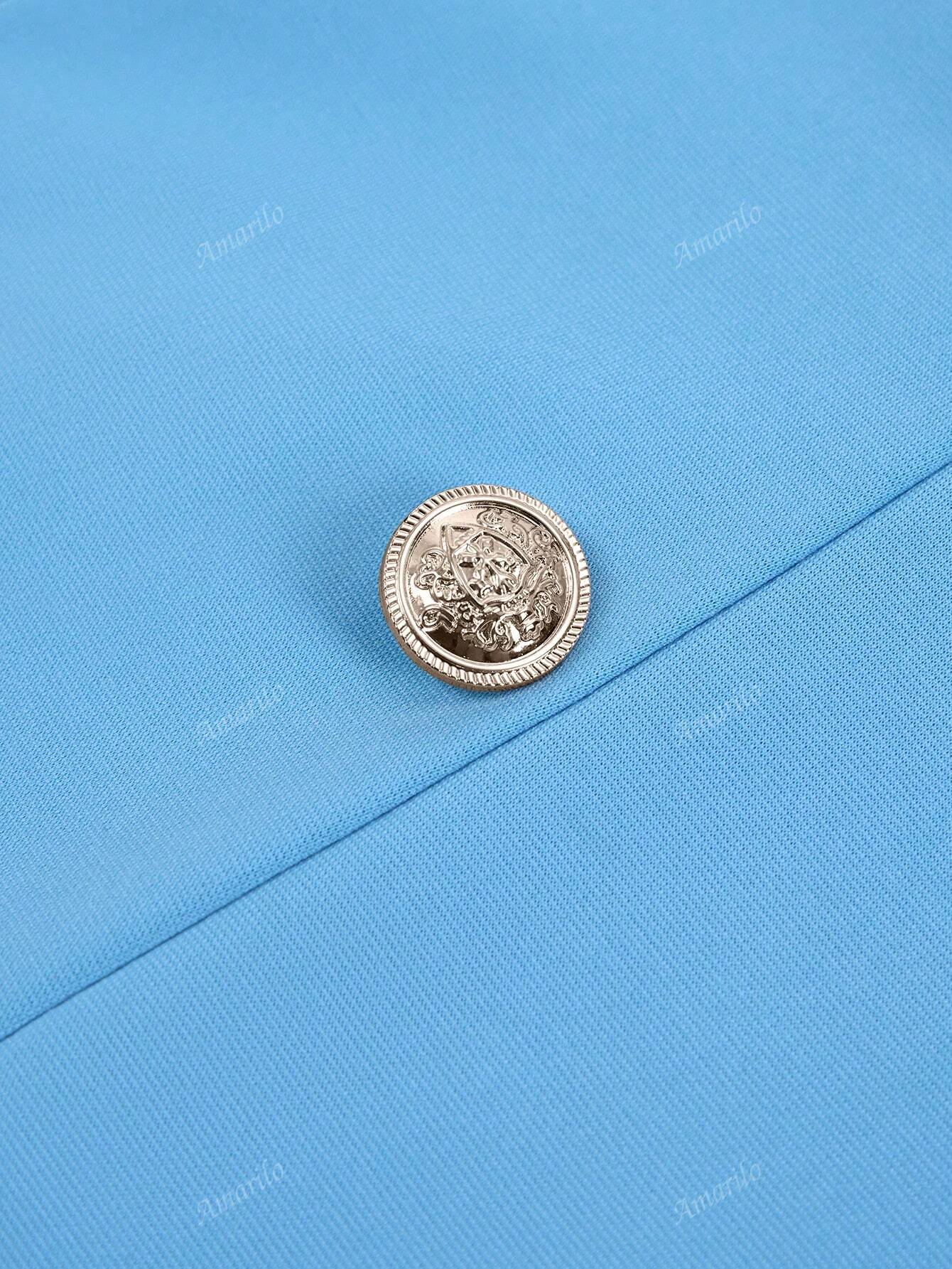 Ladies' Notched Collar Suit Long Sleeve Jacket And Pants Two Piece Set