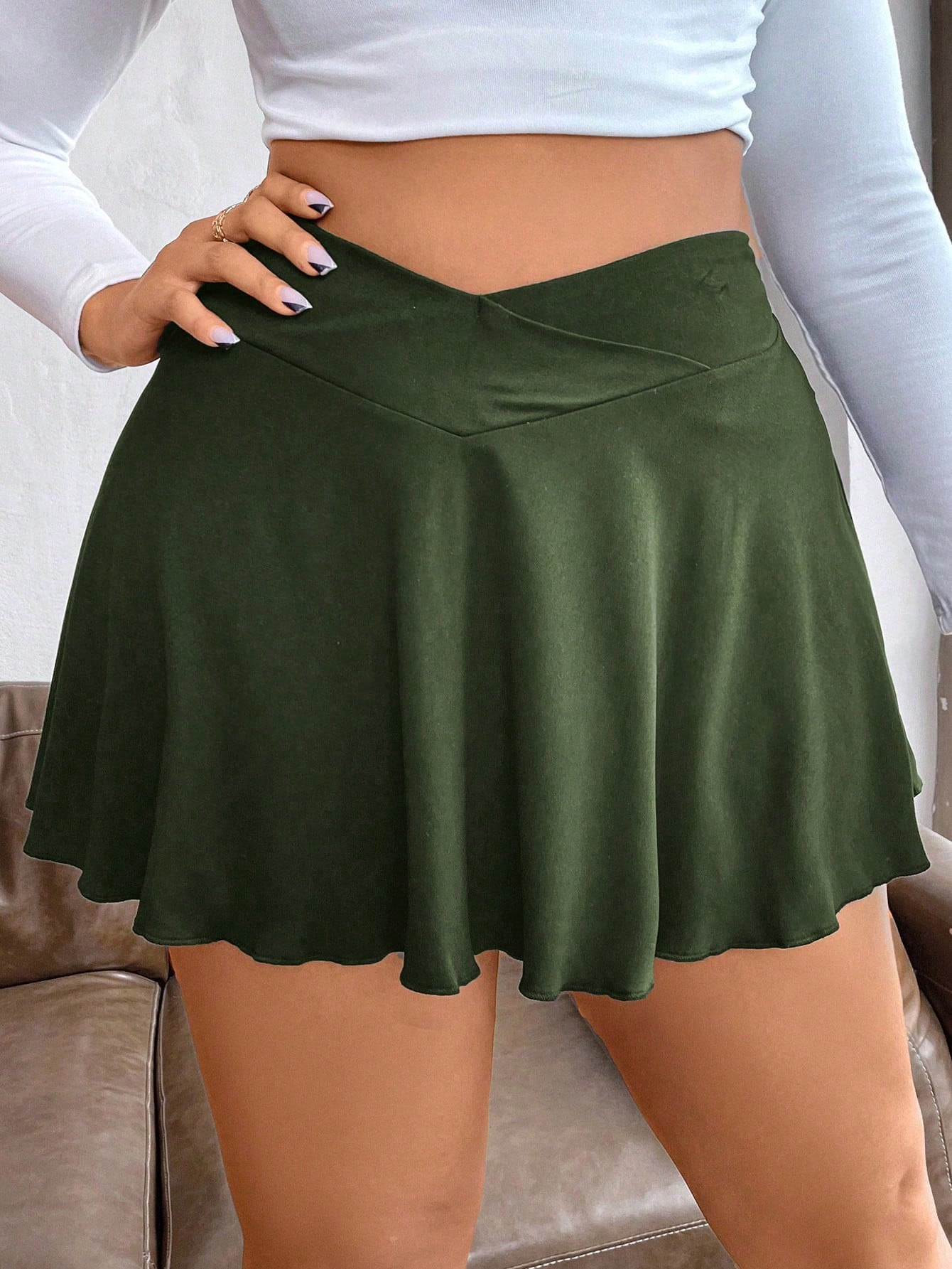 MOOSTA Plus Size Women Summer Casual Solid Mini Skirt