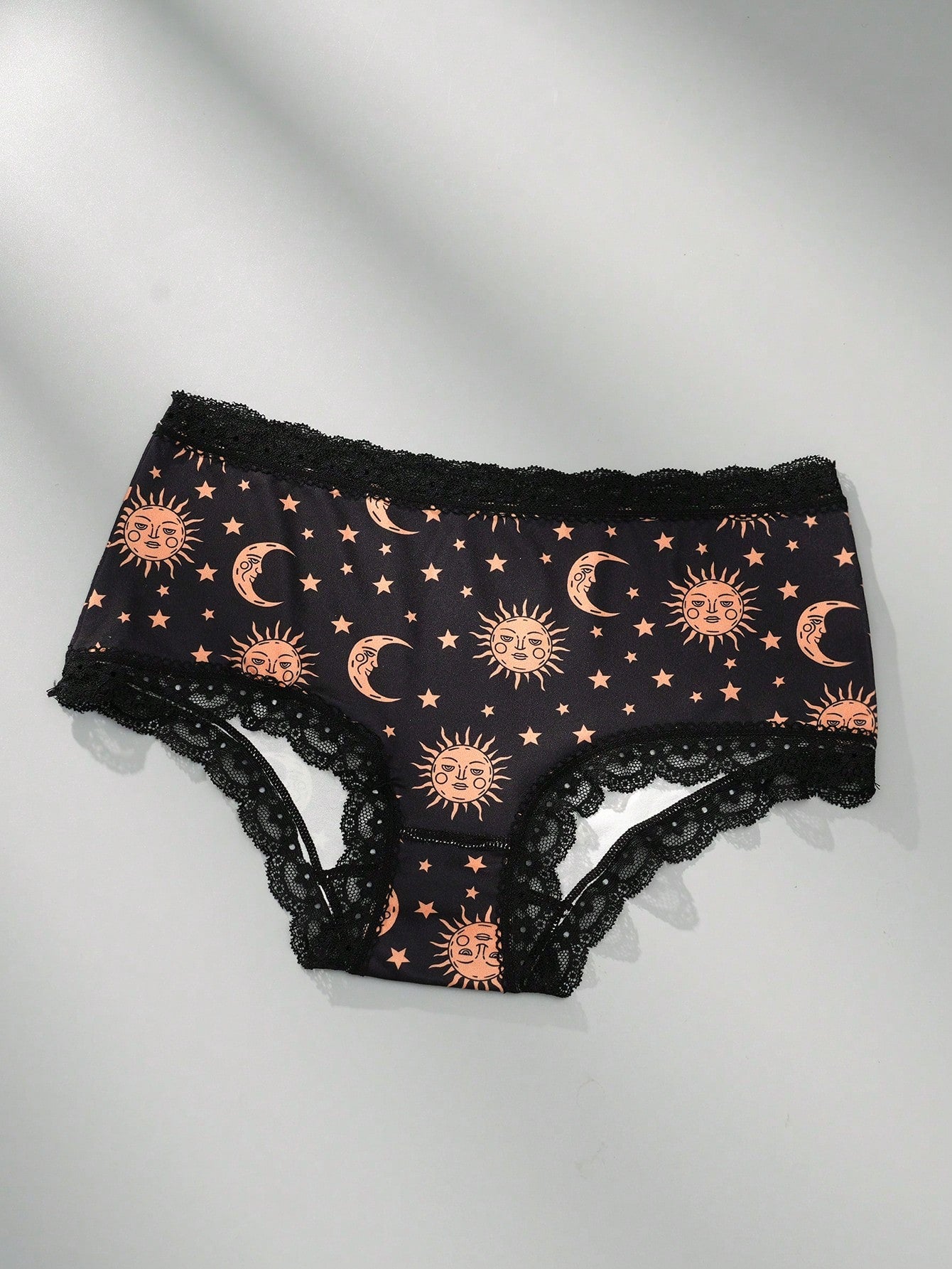 3pcs/Pack Women Solar System Print Lace Trim  Breathable Comfortable Sexy Panties