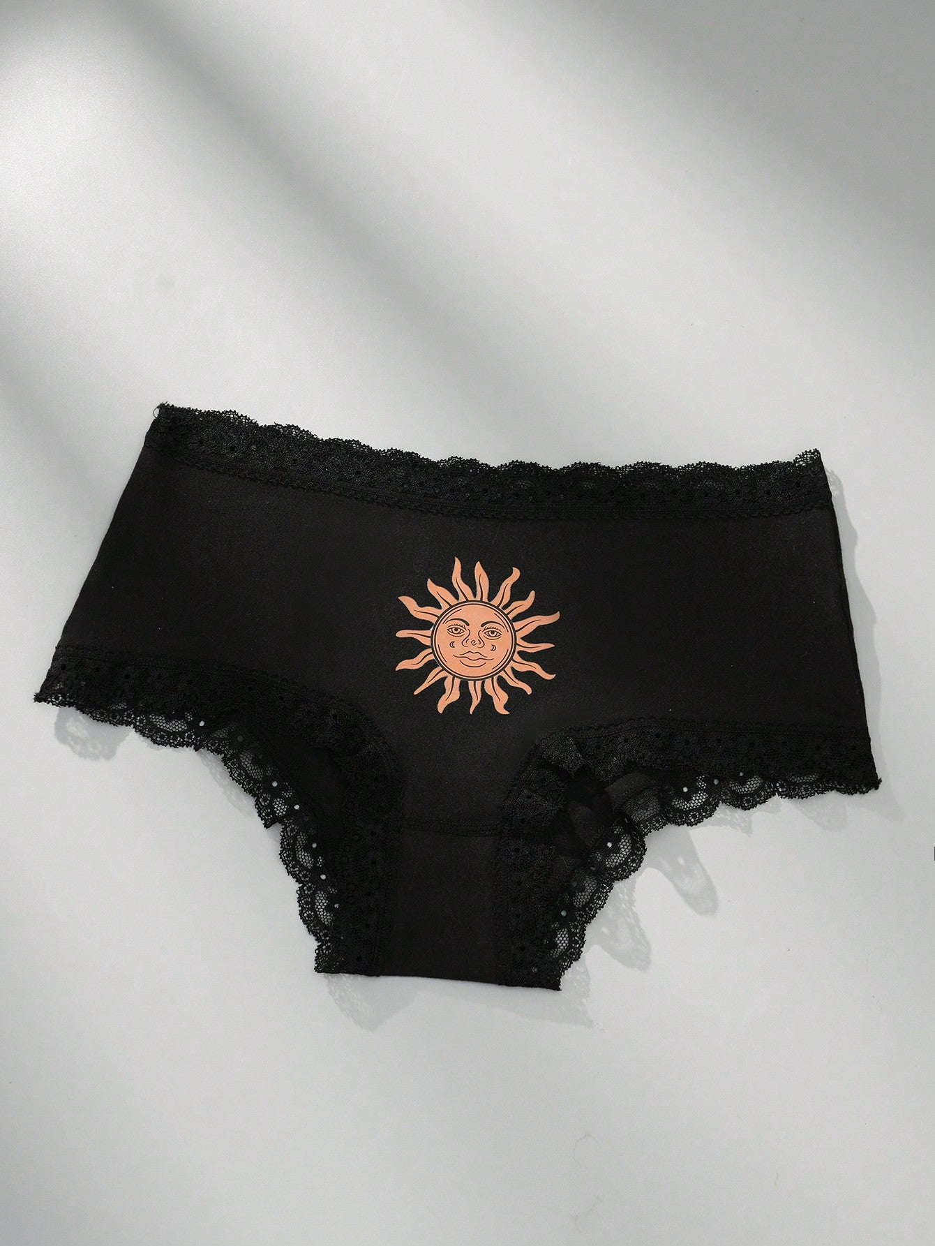 3pcs/Pack Women Solar System Print Lace Trim  Breathable Comfortable Sexy Panties