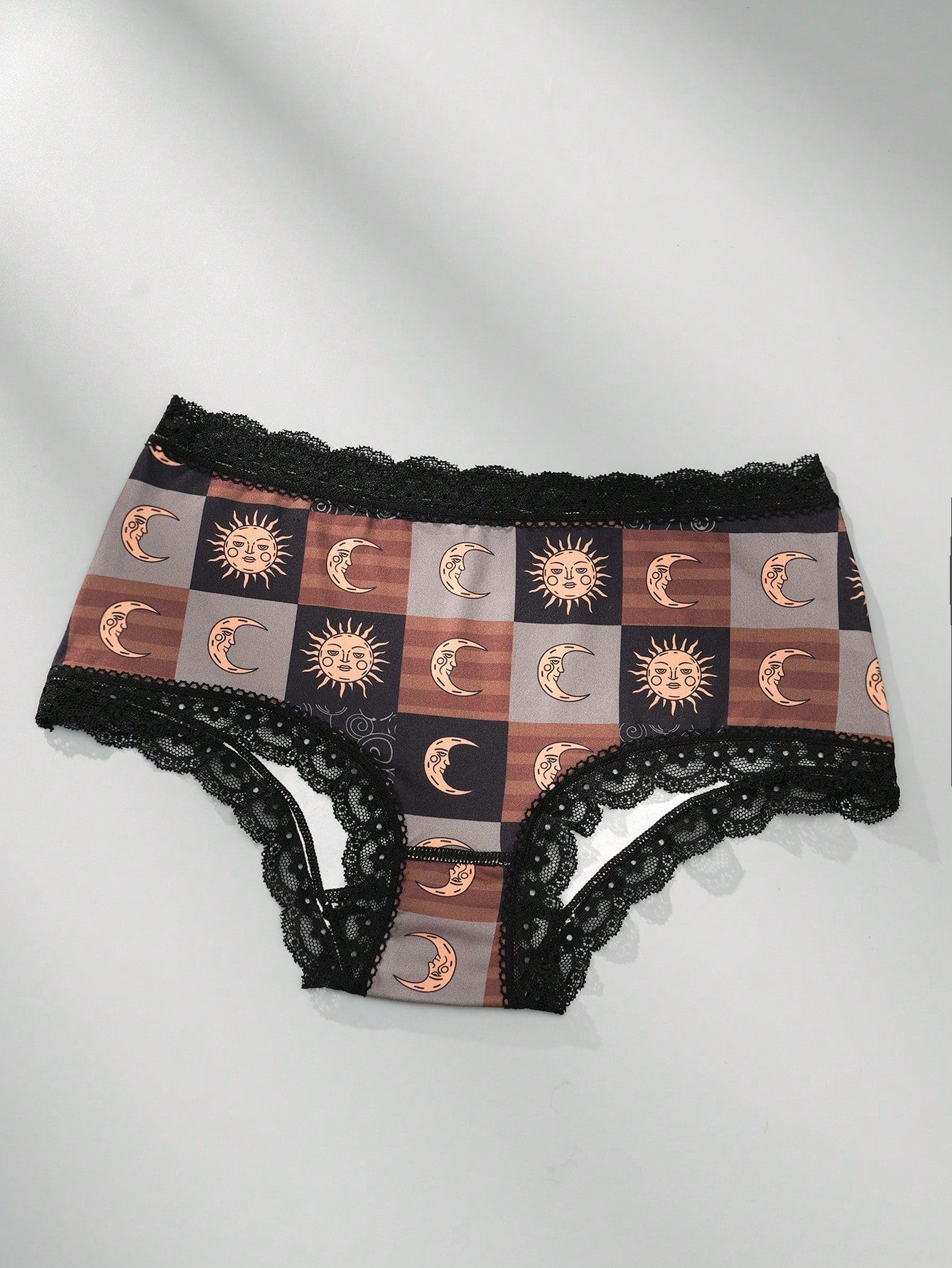 3pcs/Pack Women Solar System Print Lace Trim  Breathable Comfortable Sexy Panties