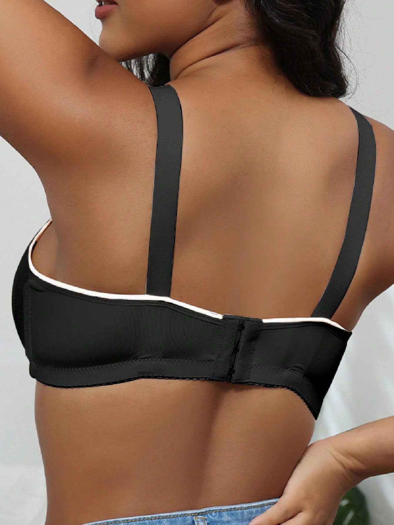 5pcs Non-Underwire Print Lightly Padded Adjustable Push-Up Bras For Women