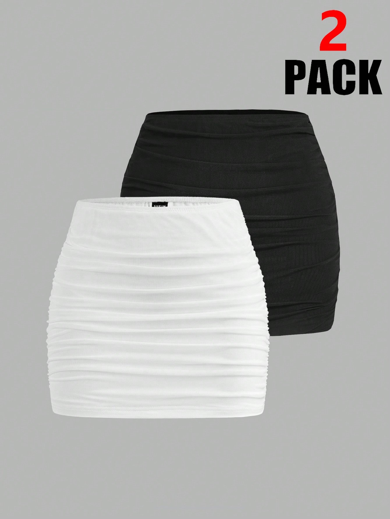 EZwear 2pcs Mesh Double Layer See-Through Bodycon Mini Skirt Set