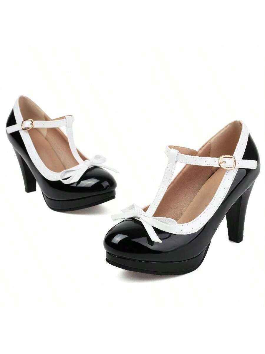 Women's Fashion Buckle High-Heeled Casual Simple Plain Shoes