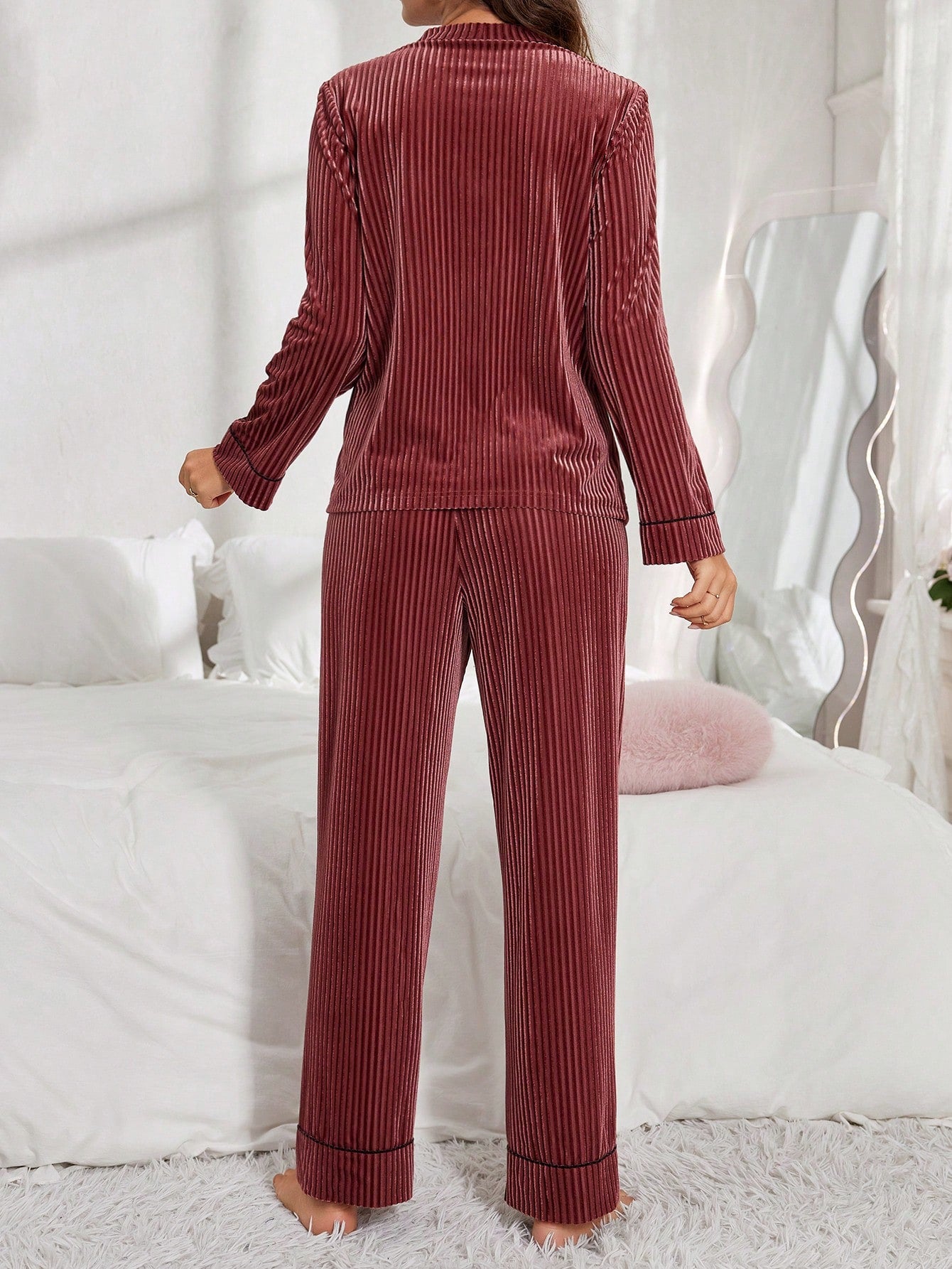 Velvet Women Pajamas Set Cardigan & Pants