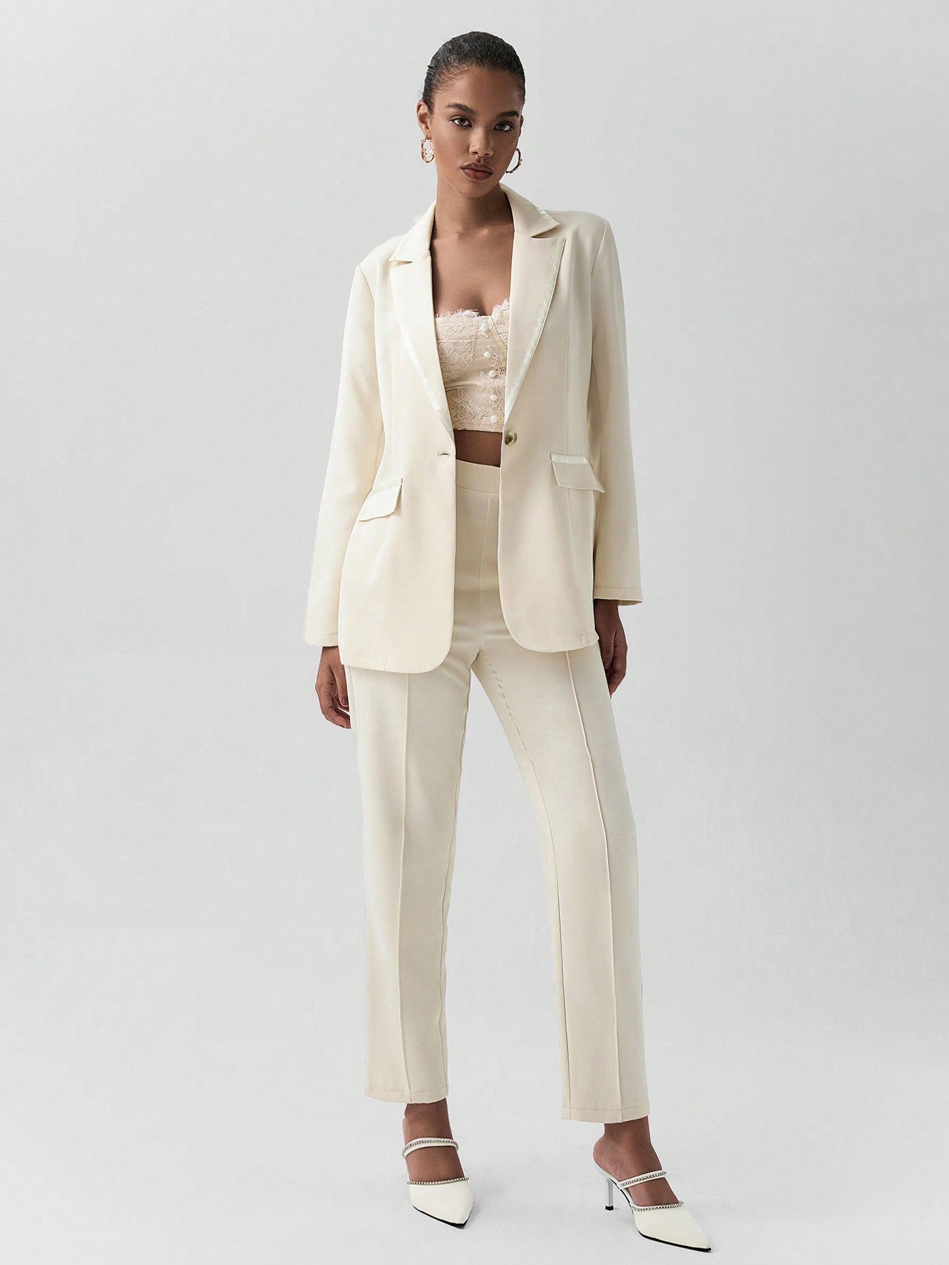 Lumivelle Women Plain Coat & Trouser Suit