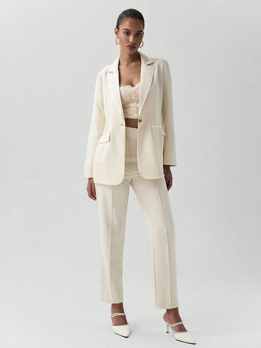 Lumivelle Women Plain Coat & Trouser Suit