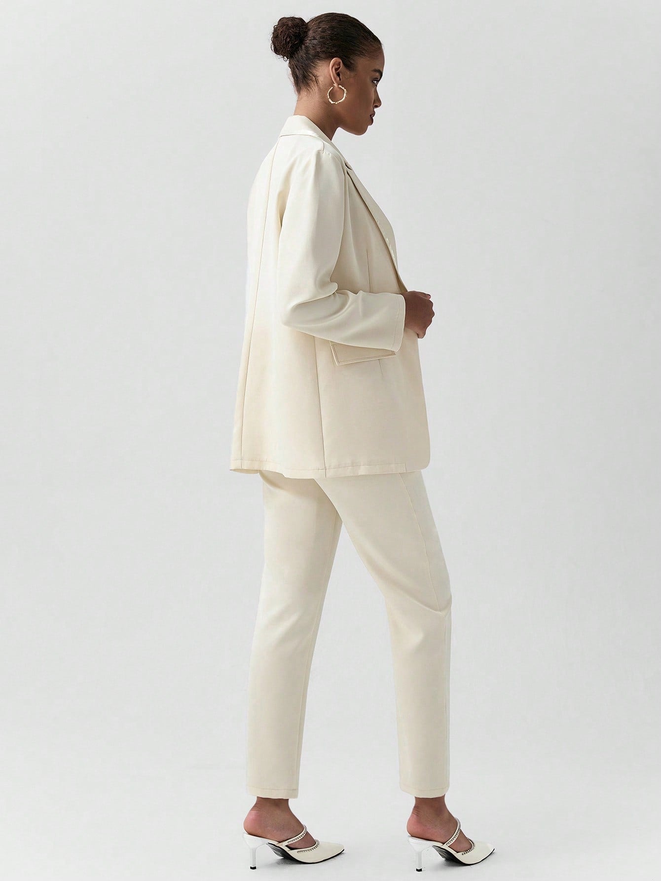 Lumivelle Women Plain Coat & Trouser Suit