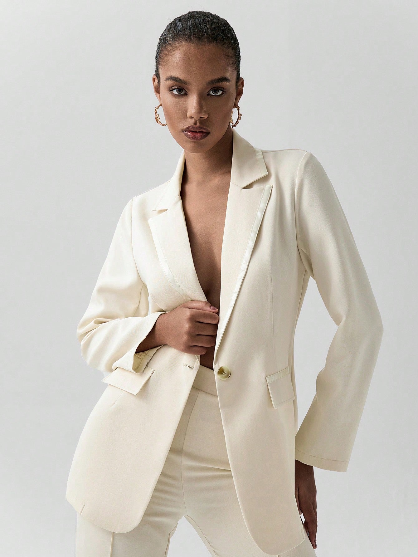 Lumivelle Women Plain Coat & Trouser Suit