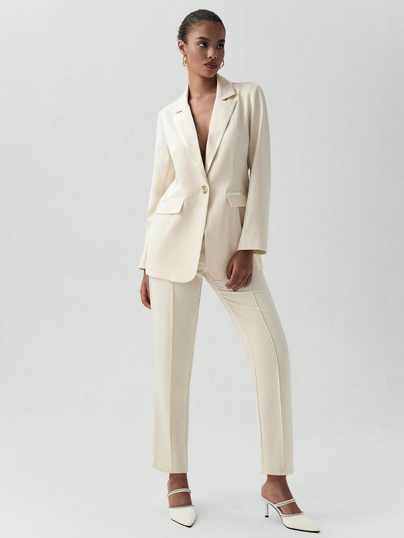 Lumivelle Women Plain Coat & Trouser Suit