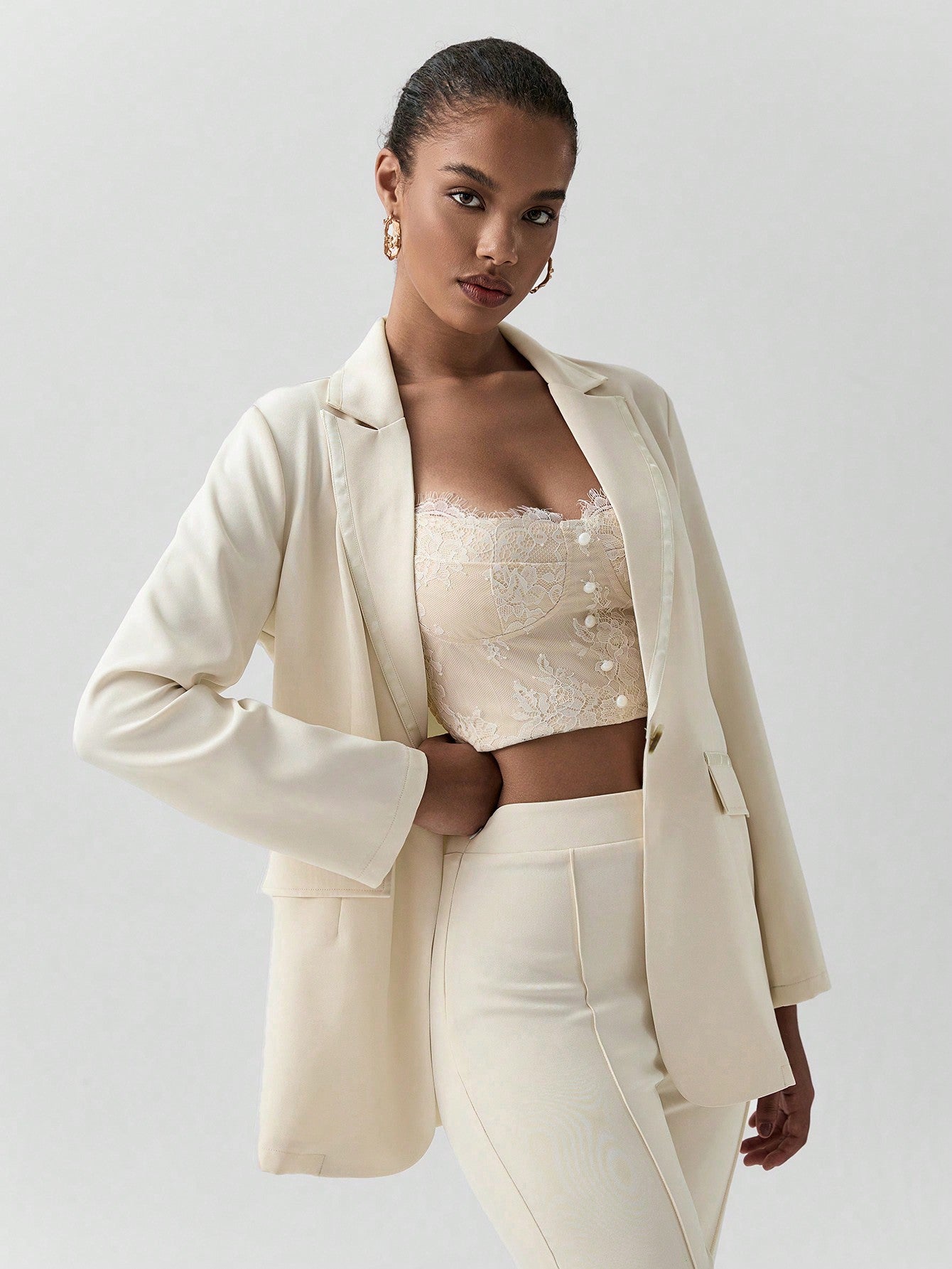 Lumivelle Women Plain Coat & Trouser Suit