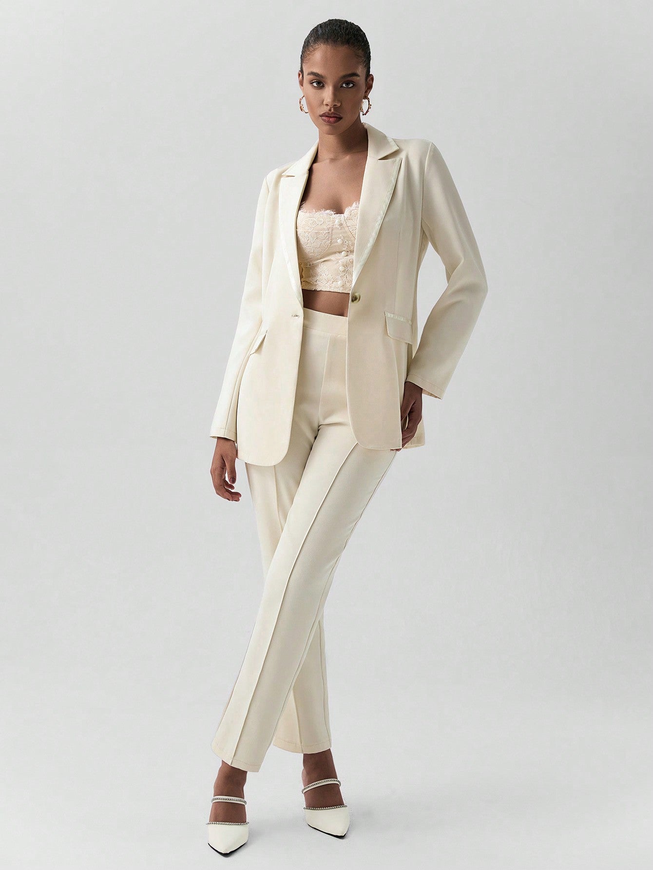 Lumivelle Women Plain Coat & Trouser Suit