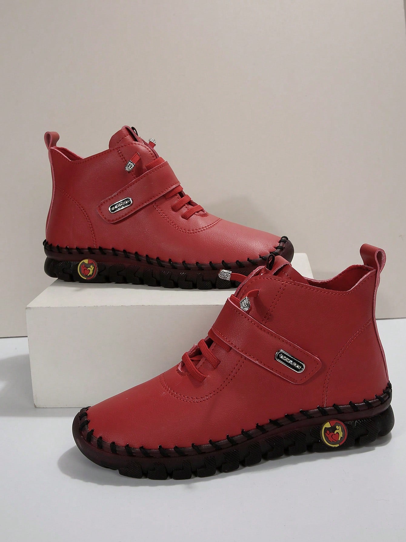 Plus Size Handmade Fluffy Shoes With Thick Rubber Sole, Warm Lined Winter Boots For Mothers