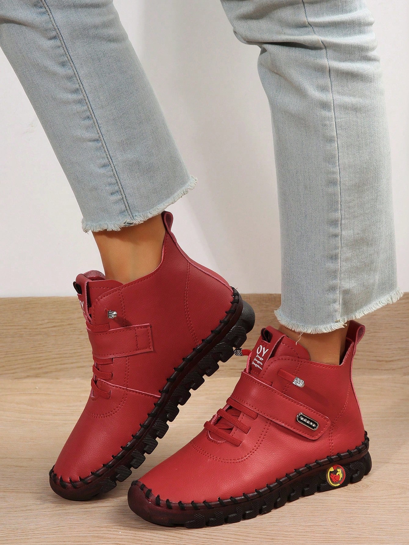 Plus Size Handmade Fluffy Shoes With Thick Rubber Sole, Warm Lined Winter Boots For Mothers