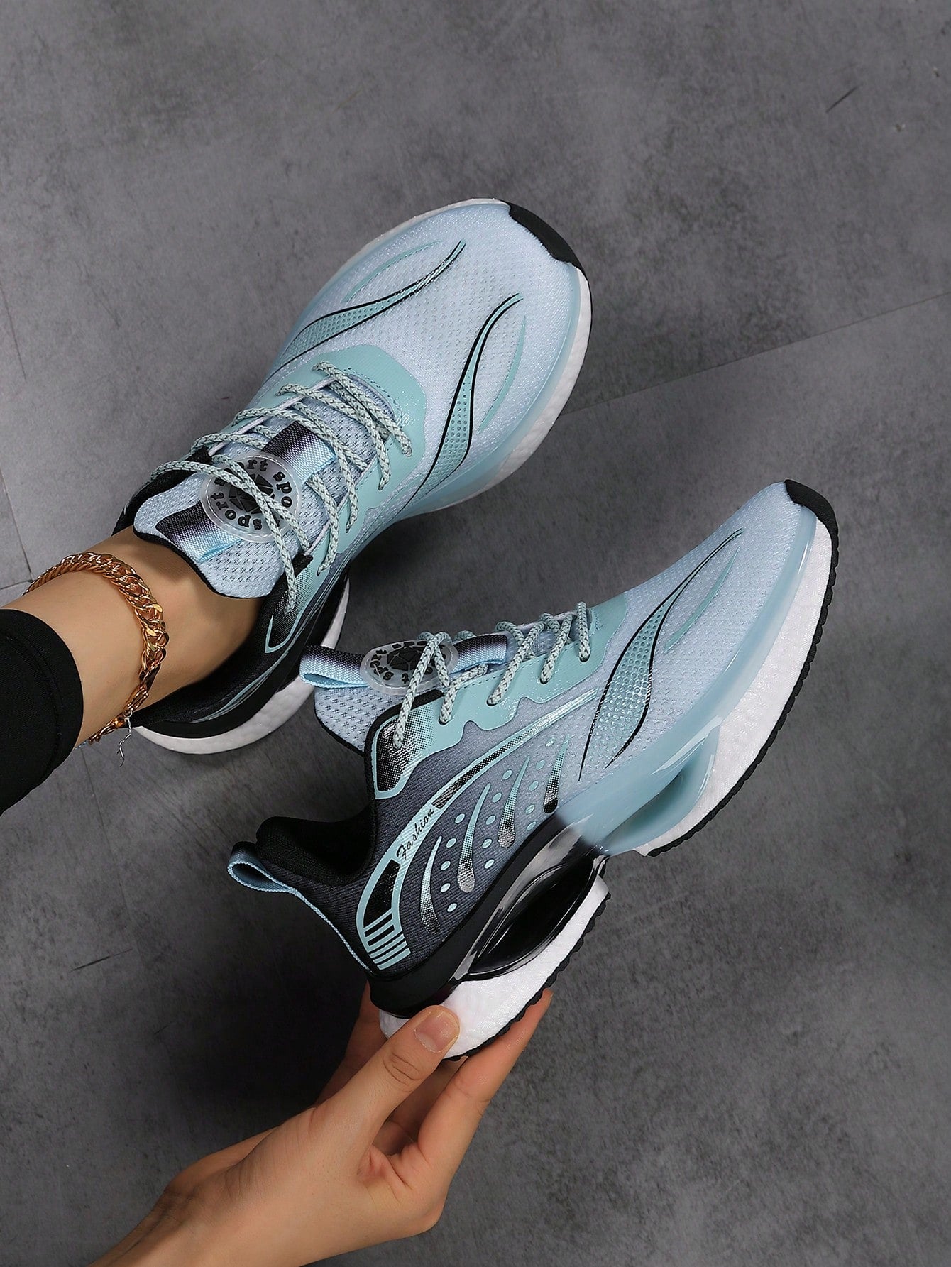 Women's Large Size Shoes (36-45) Spring And Autumn Mesh Sports Shoes, Ultra-Light, Shock-Absorbing, Running Shoes, White Laced Shoes