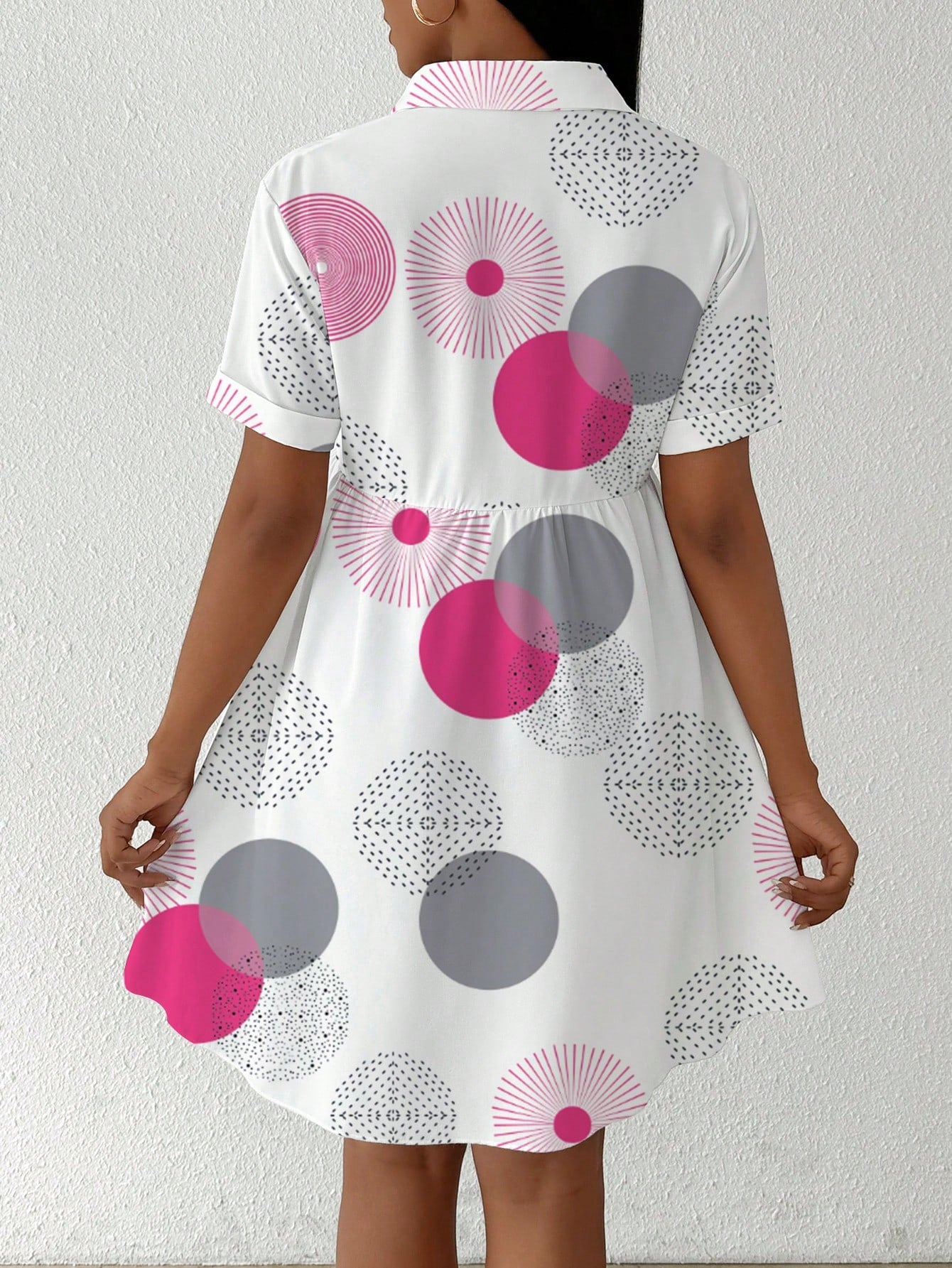 Slayr Women's Summer Geometric Print Short Sleeve Loose Babydoll Casual Shirt,Short Sleeve Tops