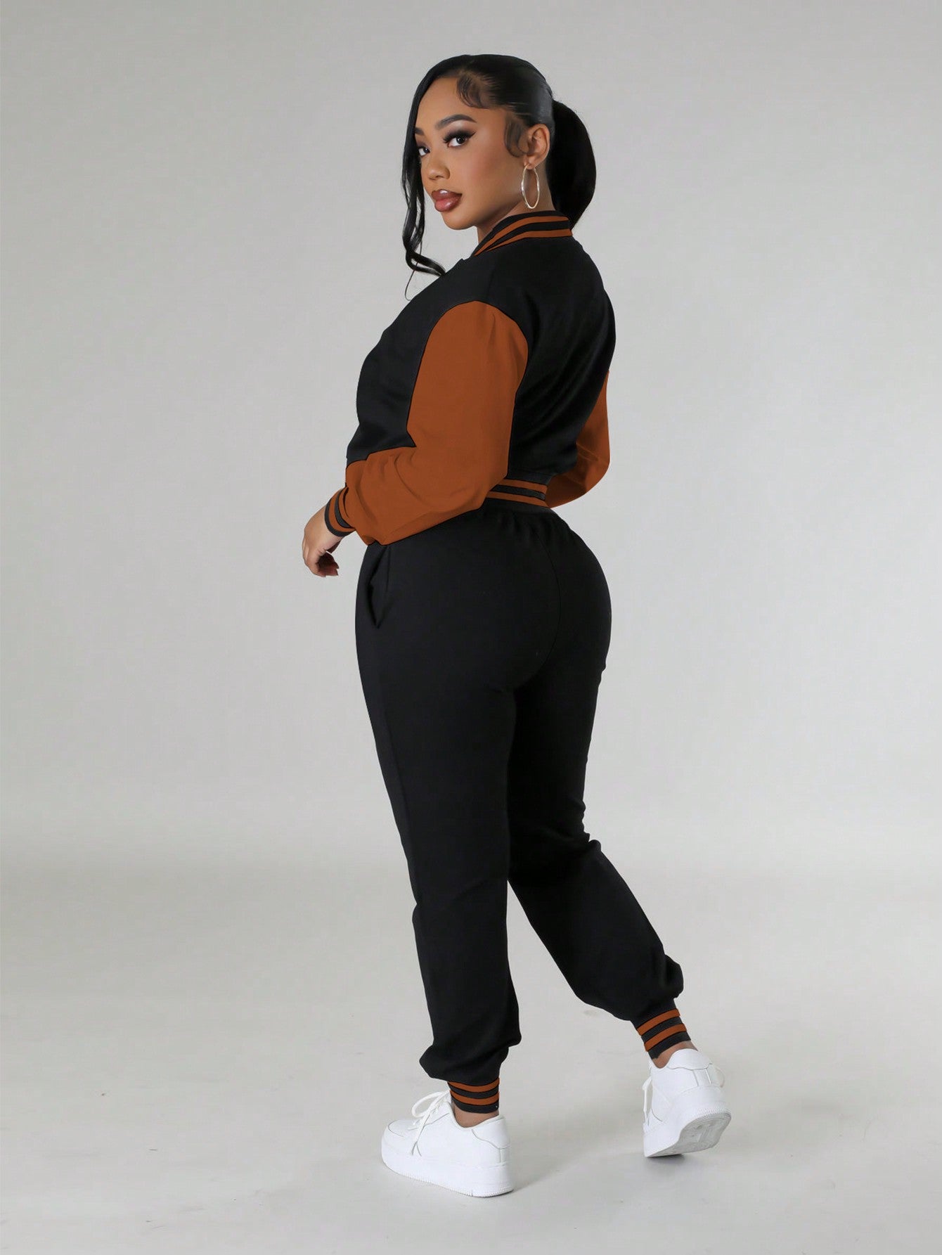 Ladies' Fashionable Casual Sports Style Baseball Suit Sports Pants Two-Piece Set