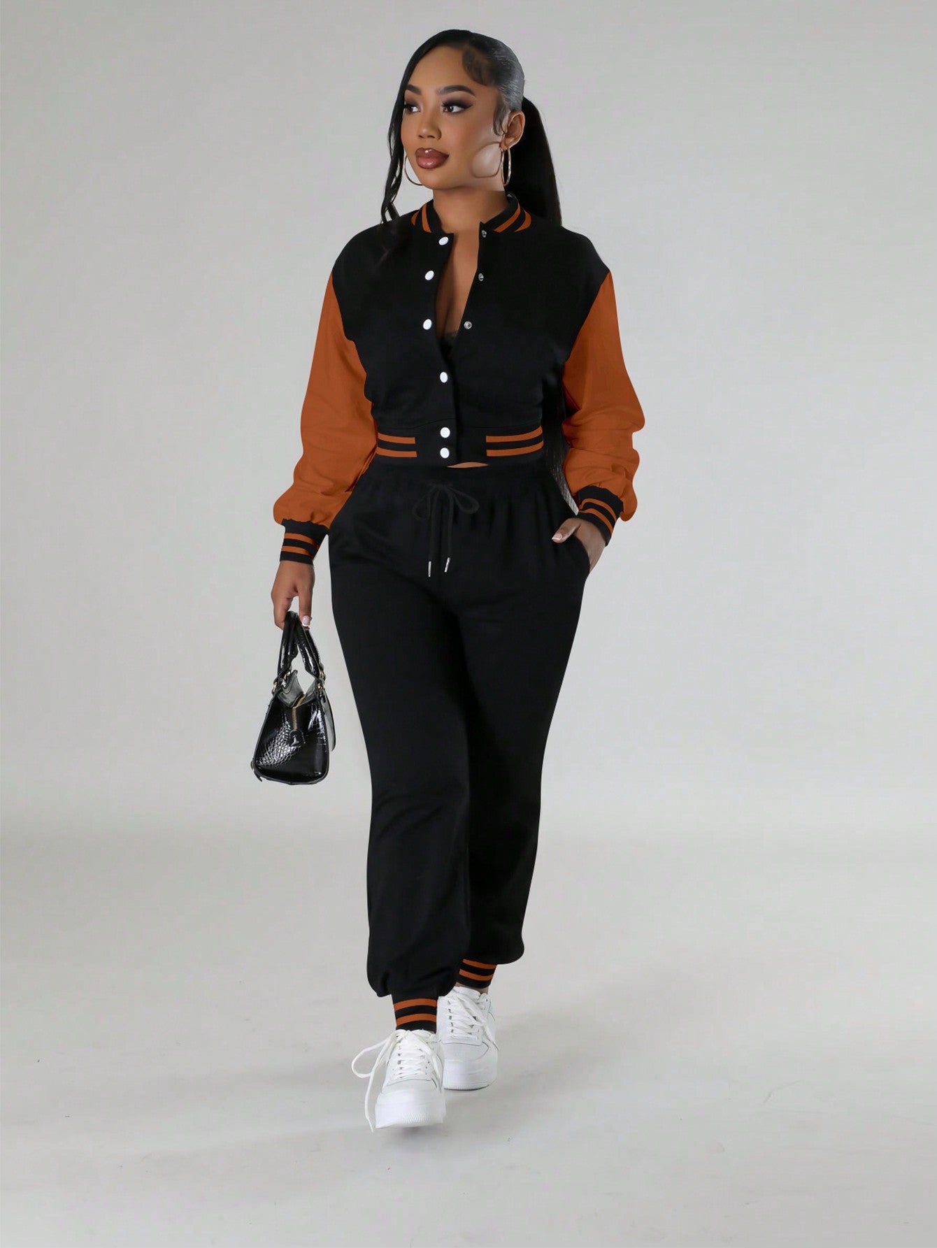 Ladies' Fashionable Casual Sports Style Baseball Suit Sports Pants Two-Piece Set