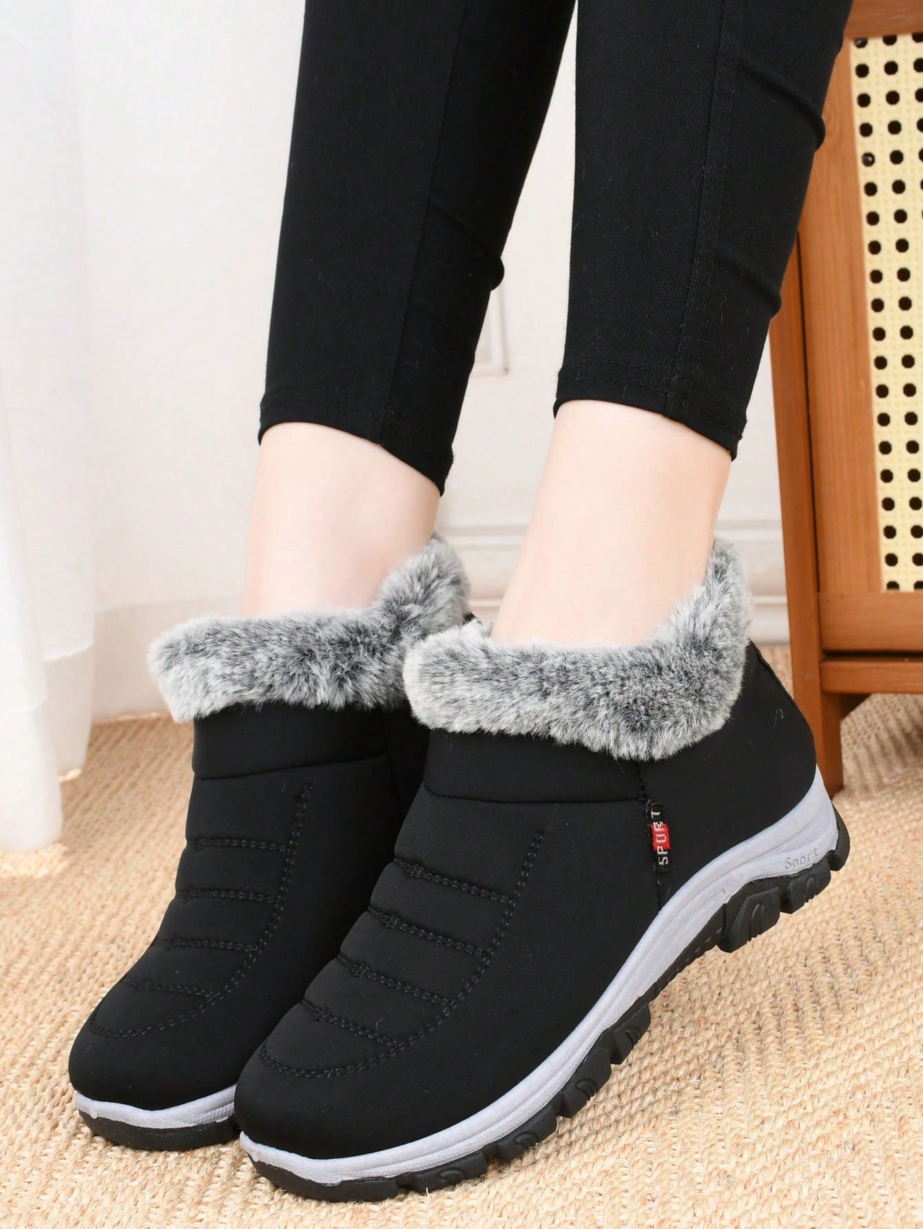 Women's Winter New Ankle Boots, Non-Slip Soft Bottom, Warm Mother Boots, Thick Comfortable Platform Slip-On Warm Boots, Match Sweater Dress