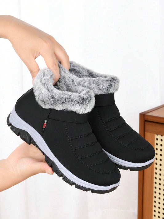 Women's Winter New Ankle Boots, Non-Slip Soft Bottom, Warm Mother Boots, Thick Comfortable Platform Slip-On Warm Boots, Match Sweater Dress