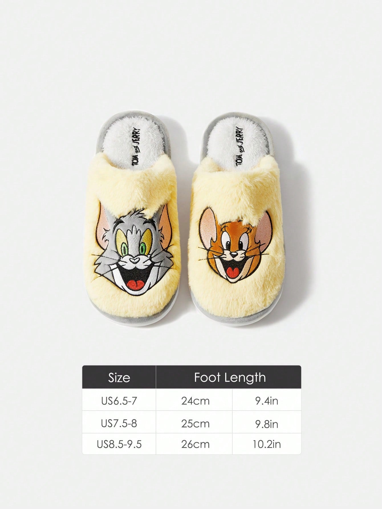 TOM & JERRY X  Cartoon Embroidered Plush Ladies' House Slippers, For Christmas Fall New Year Holiday