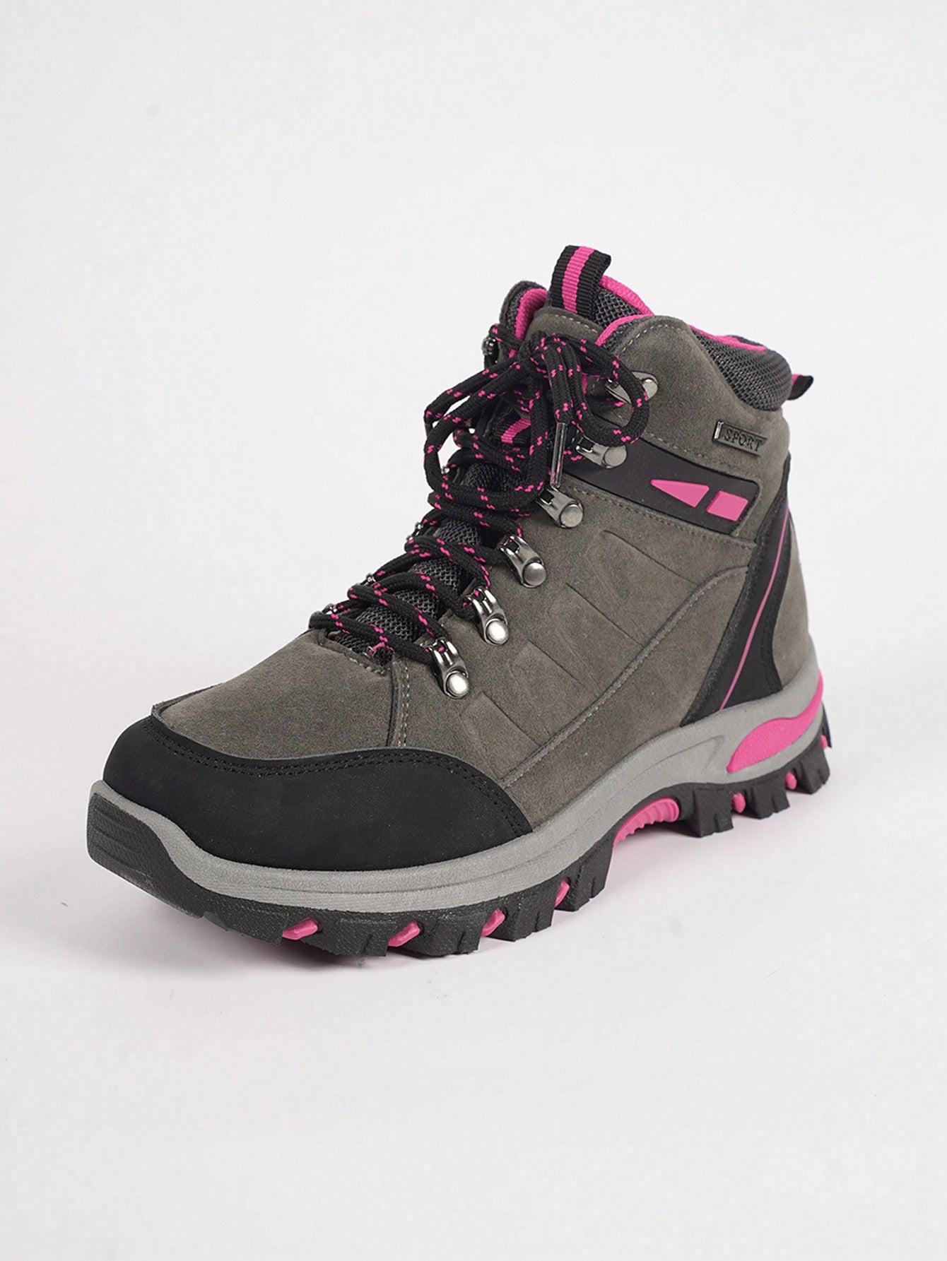 Women's Hiking Shoes,High-Top Casual Lace-Up Outdoor Non-Slip Breathable Sneakers (Run 1 Size Larger)