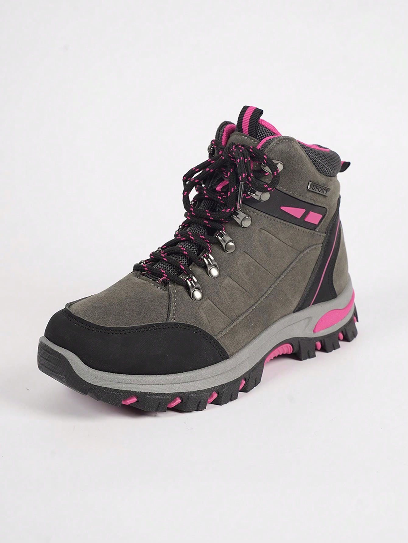 Women's Hiking Shoes,High-Top Casual Lace-Up Outdoor Non-Slip Breathable Sneakers (Run 1 Size Larger)