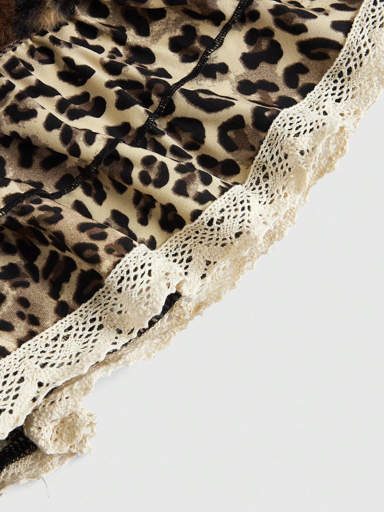 ROMWE Kawaii Y2K Style Leopard Print Patchwork Cute Denim Mini Skirt