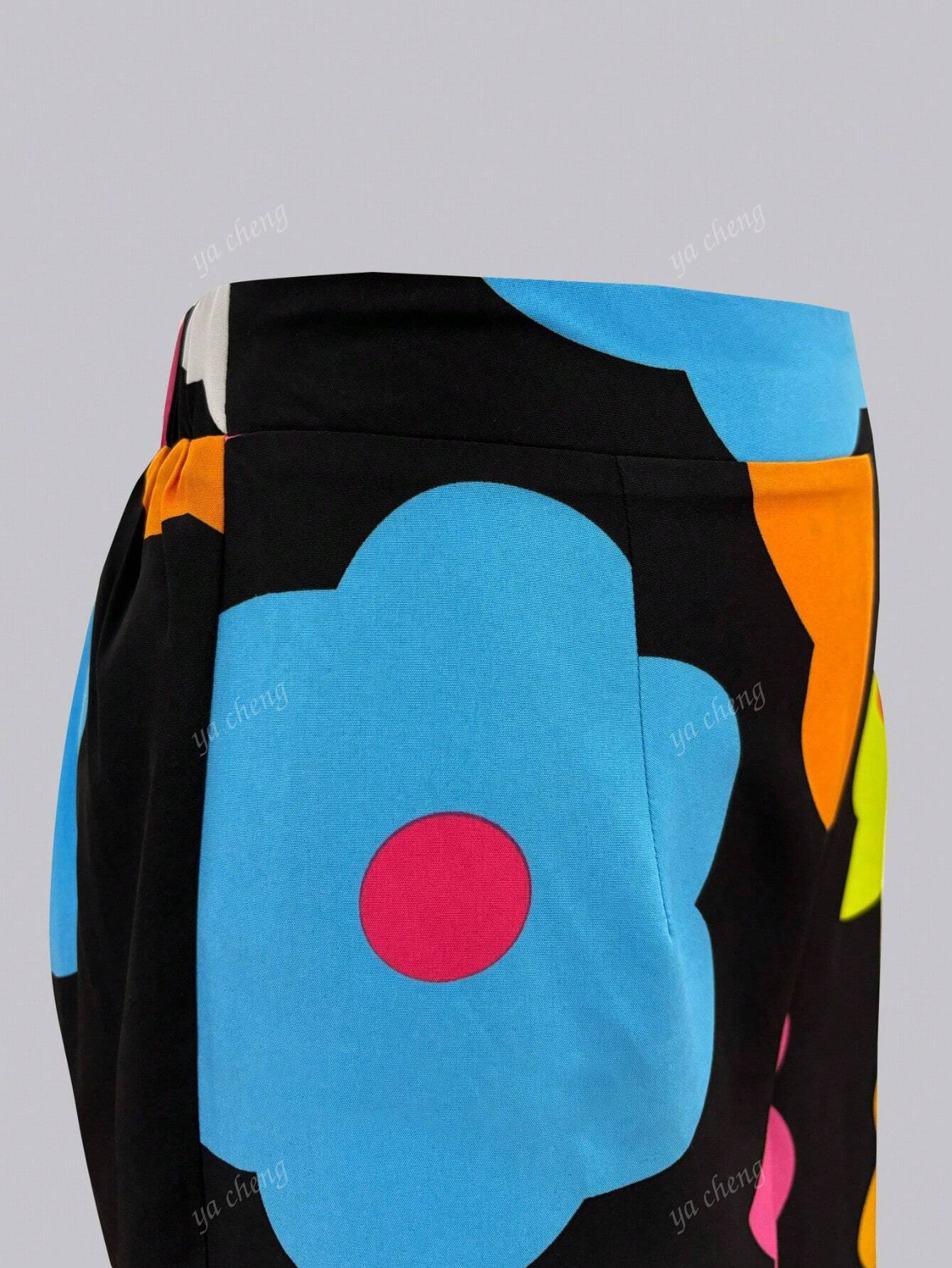 Women Floral Printed Loose Wide Leg Casual Pants