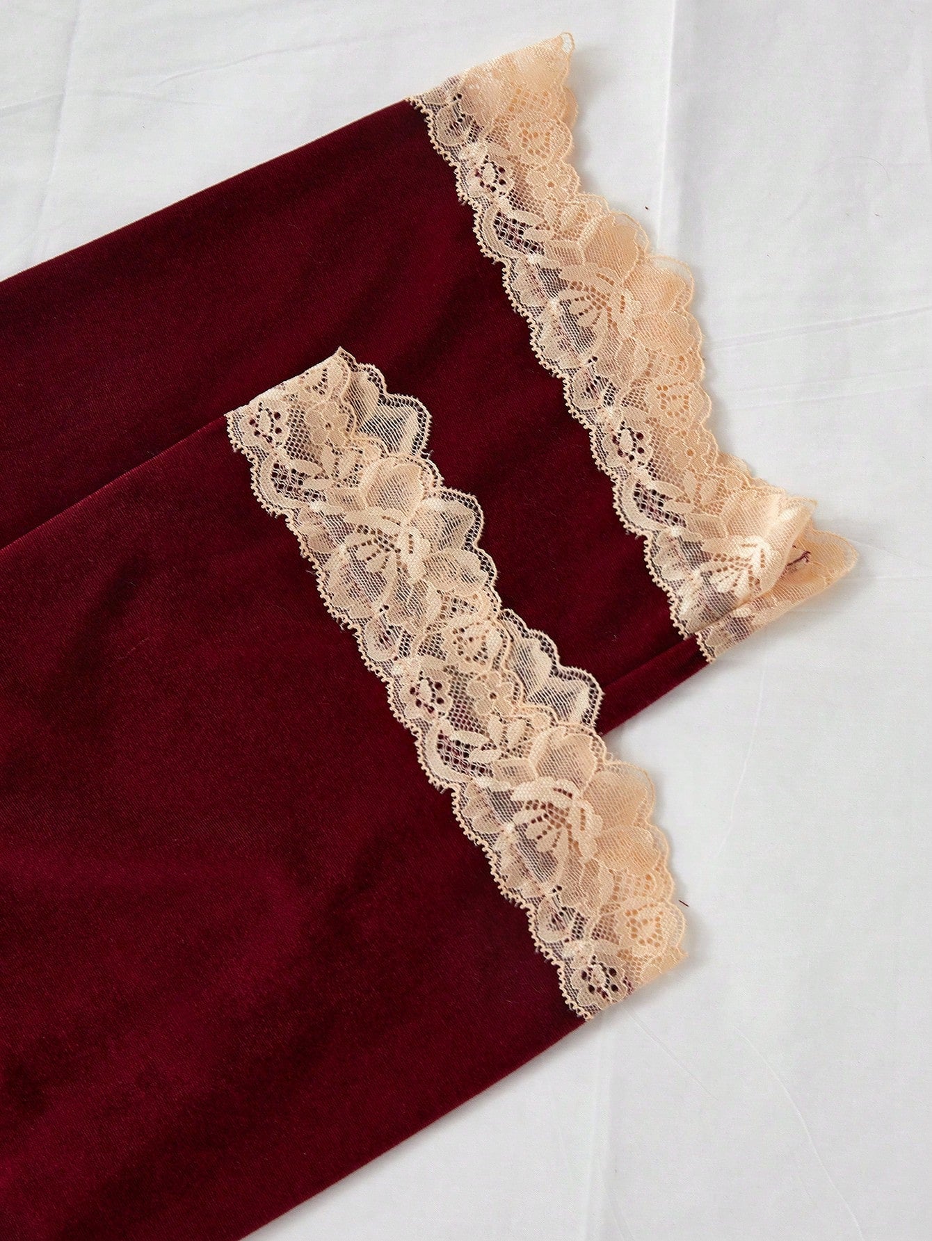 4pcs Contrast Color Lace & Velvet Camisole, Shorts, Pants And Robe Set