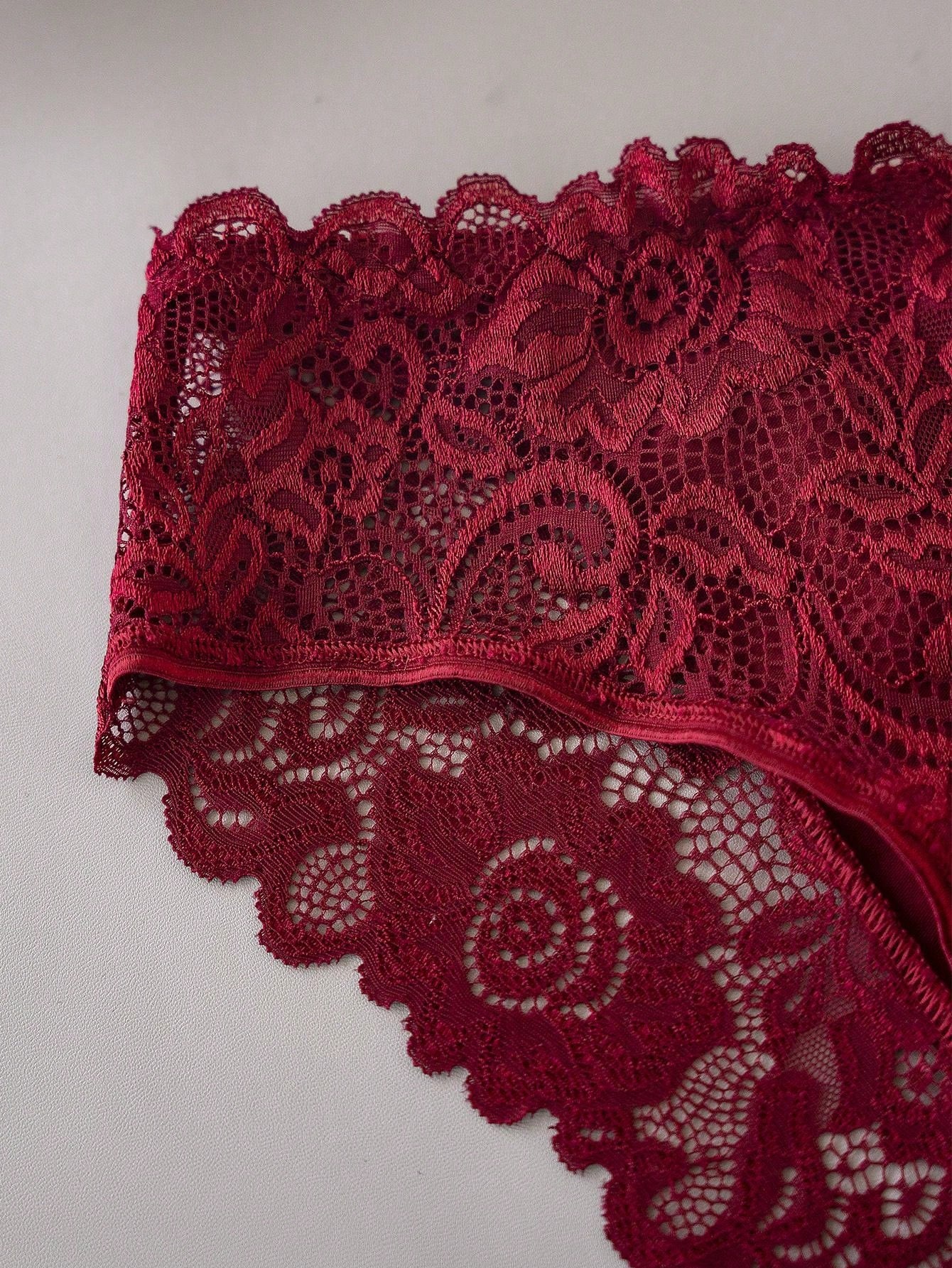 10pcs/Pack Elegant Lace Women Underwear, Ladies' Solid Color Lace Triangle Panties Sexy Lingerie