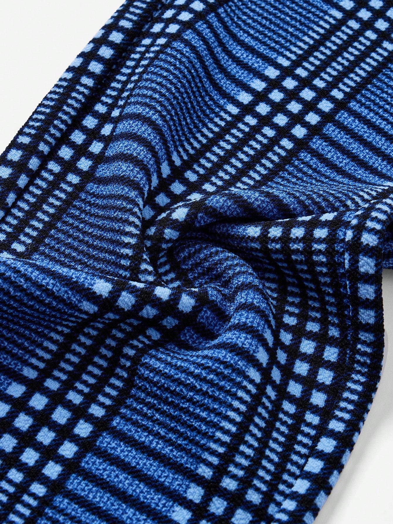 Clasi Women Paperbag Waist Belted Blue Plaid Pants With Ruffle Trim & Bow Tie