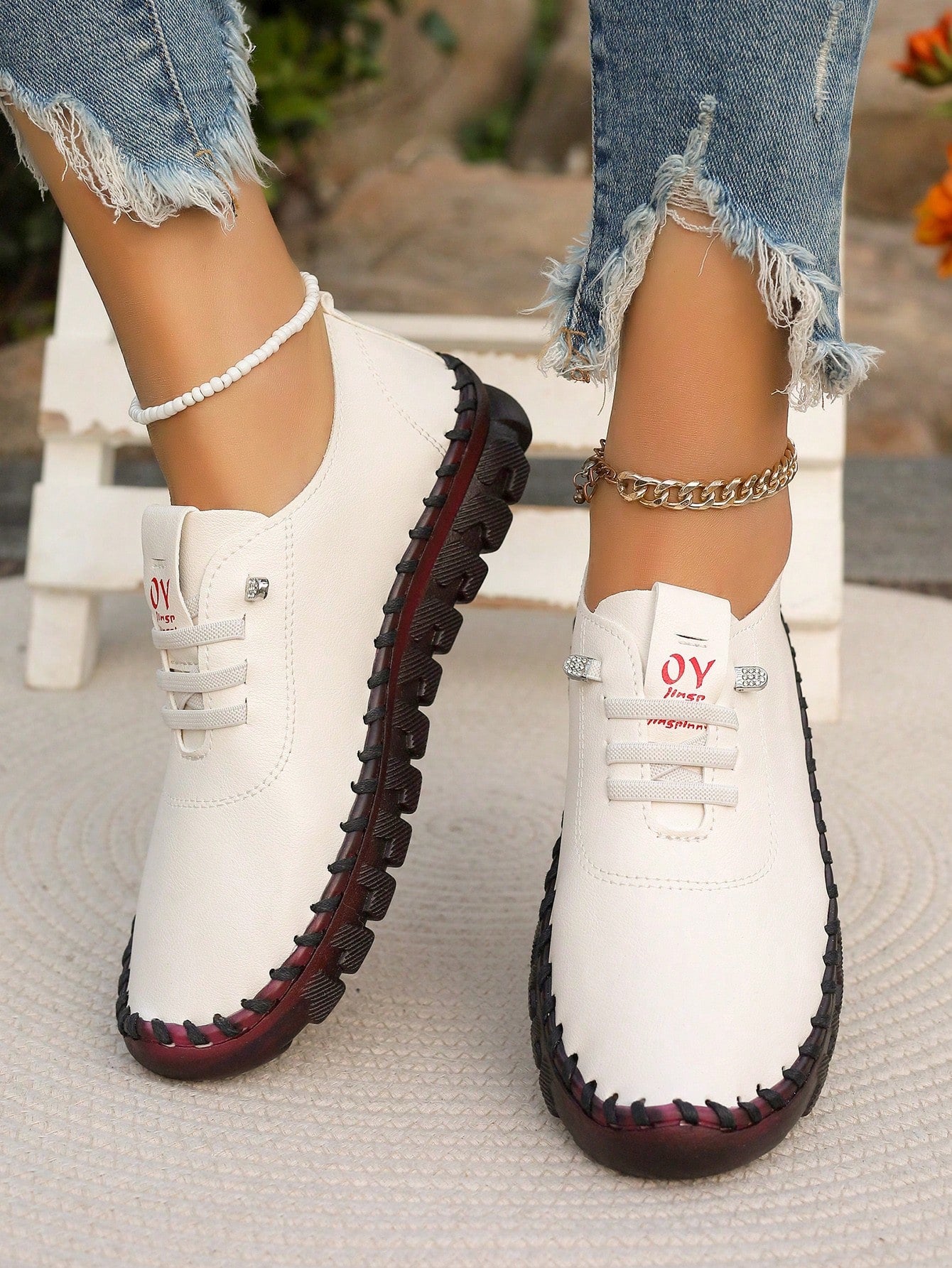 Women's Casual Simple Fashion Shoes 2024 New Style, Comfortable Cow Muscle Soft Bottom Stitching Mother Loafers (Please Order One Size Up)