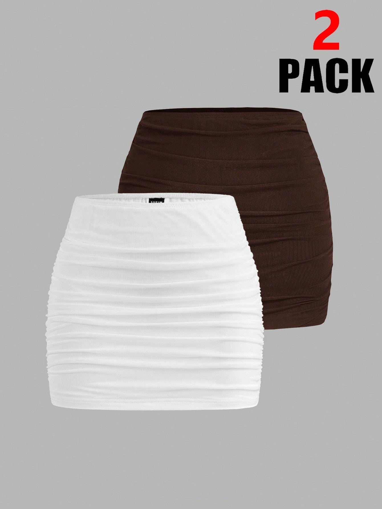 EZwear 2pcs Mesh Double Layer See-Through Bodycon Mini Skirt Set