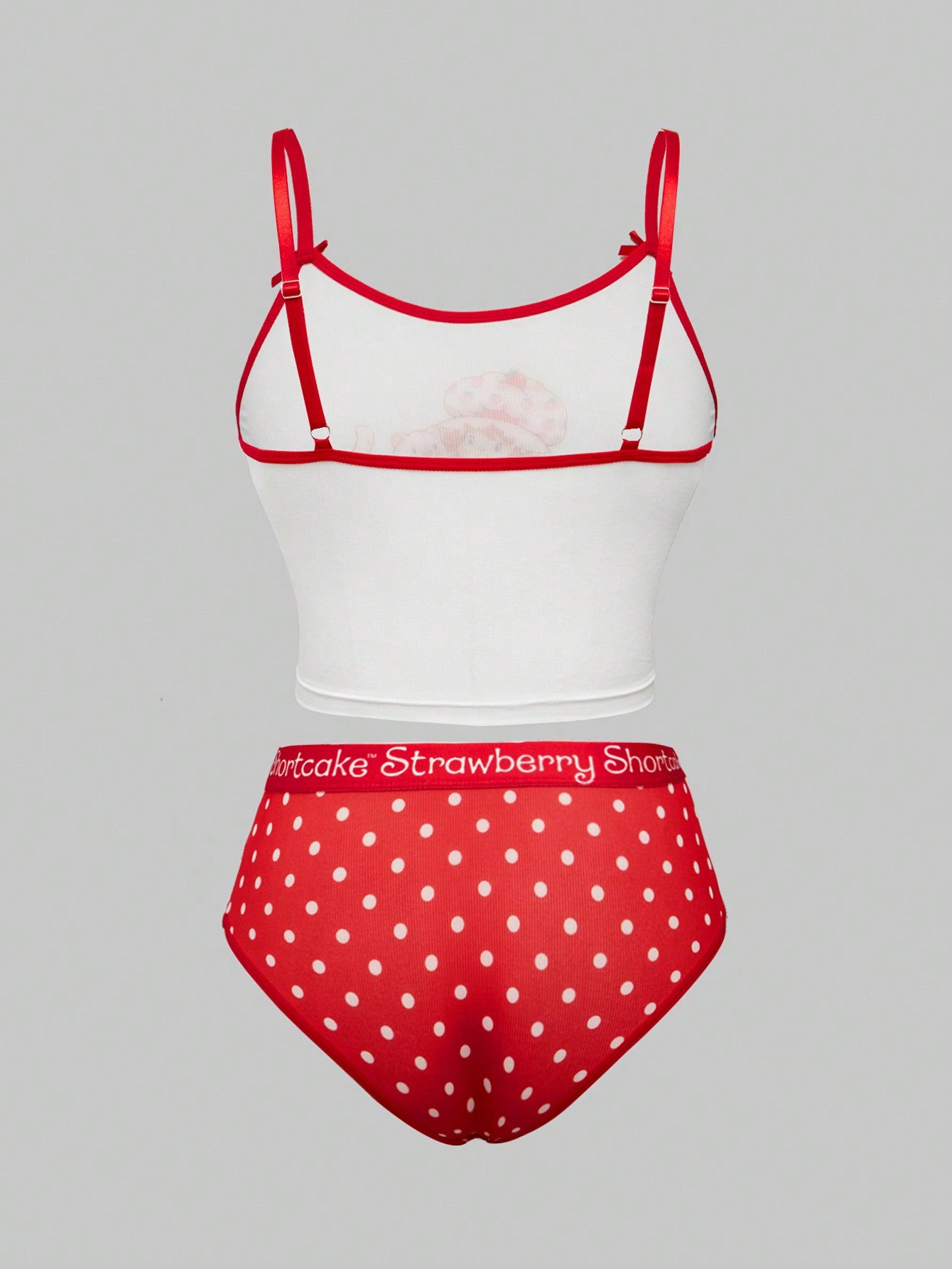 Strawberry Shortcake | ROMWE Cartoon Strawberry Print Bra And Brief Set For Women, Christmas Clothes