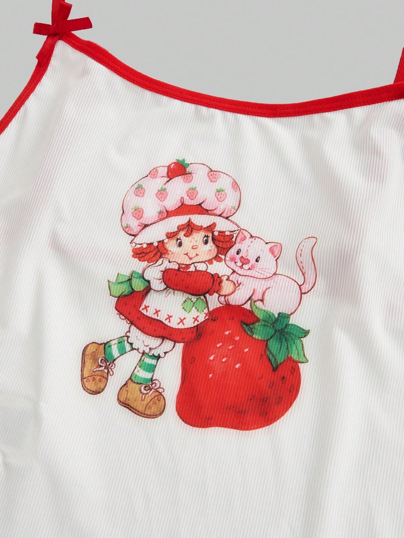 Strawberry Shortcake | ROMWE Cartoon Strawberry Print Bra And Brief Set For Women, Christmas Clothes