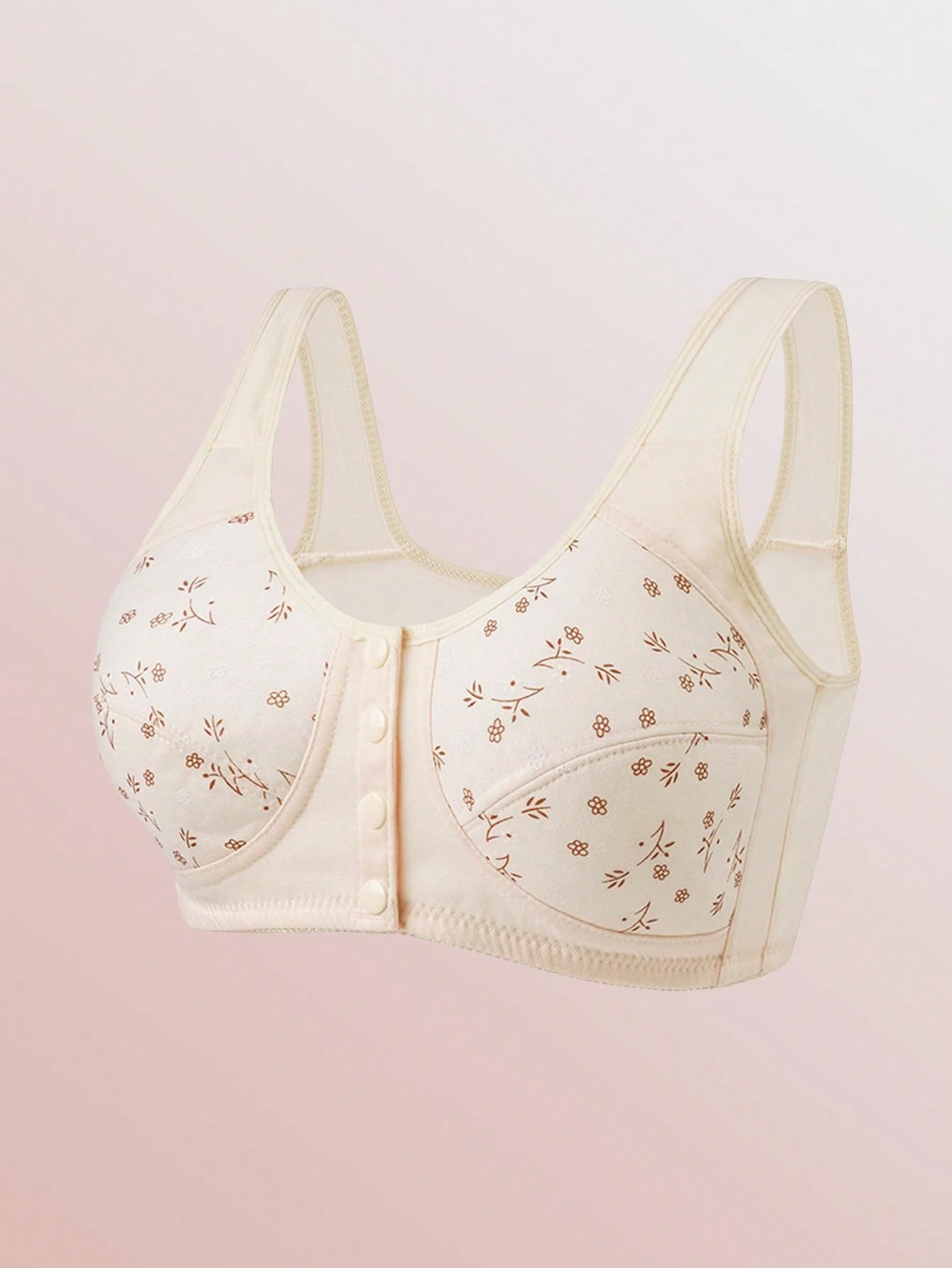 3pcs Front Closure Soft Camisole Bras For Mature Women, Wire-Free Plus Size Comfortable Lingerie