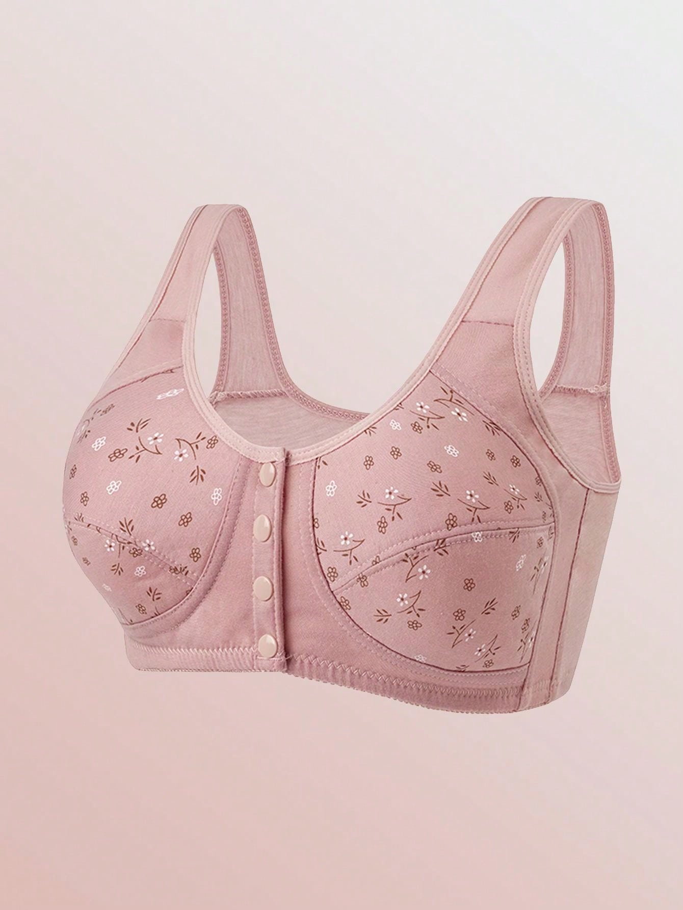 3pcs Front Closure Soft Camisole Bras For Mature Women, Wire-Free Plus Size Comfortable Lingerie