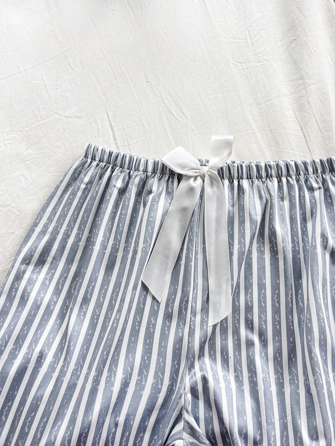 Women 3pcs Striped & Butterfly Print Short Sleeve Sleepwear Set - Shorts & Long Pants