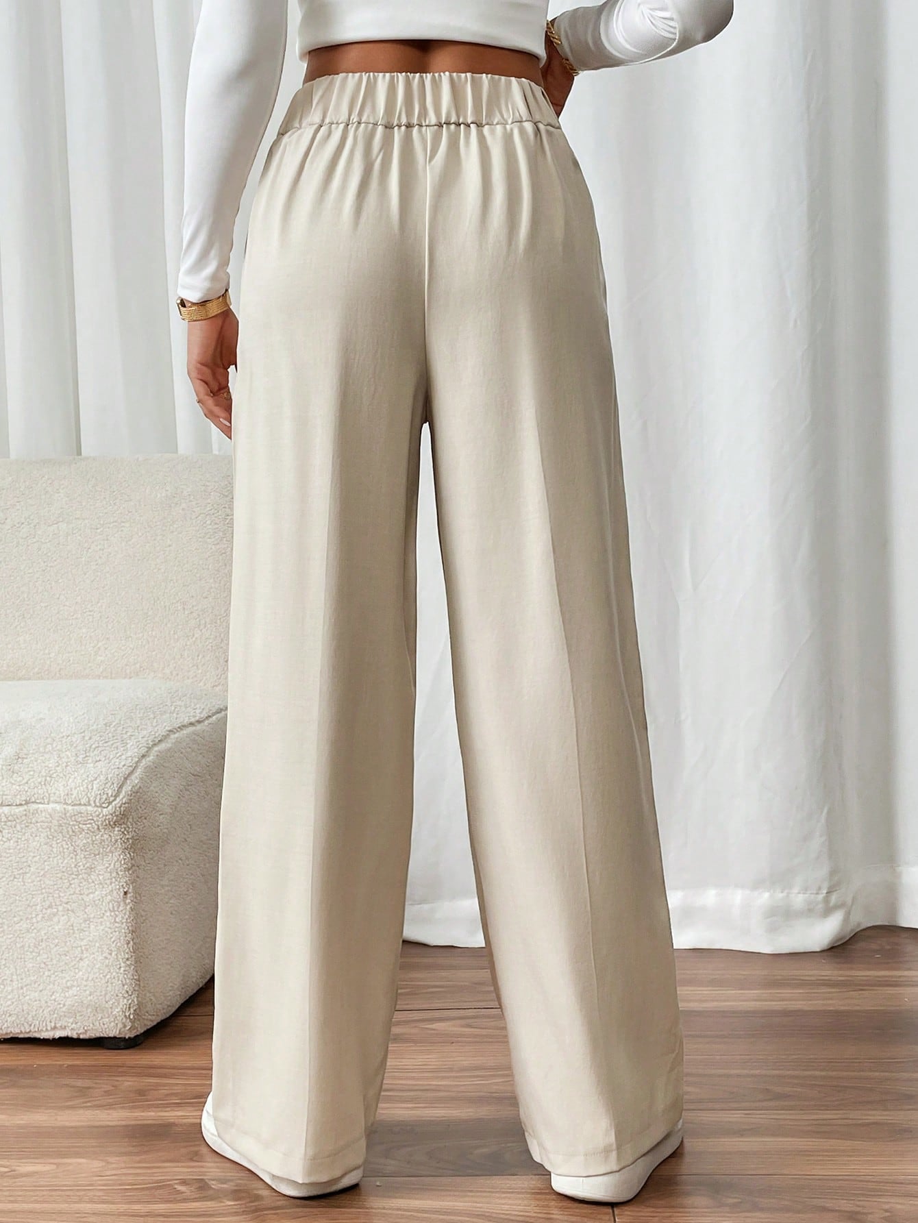 Frenchy Women's Elegant Straight-Leg Office Pants With Double Buckle,Women Fall Clothes ,Office Siren,Business Women Clothes,Elegant Effortless Chic Essential,