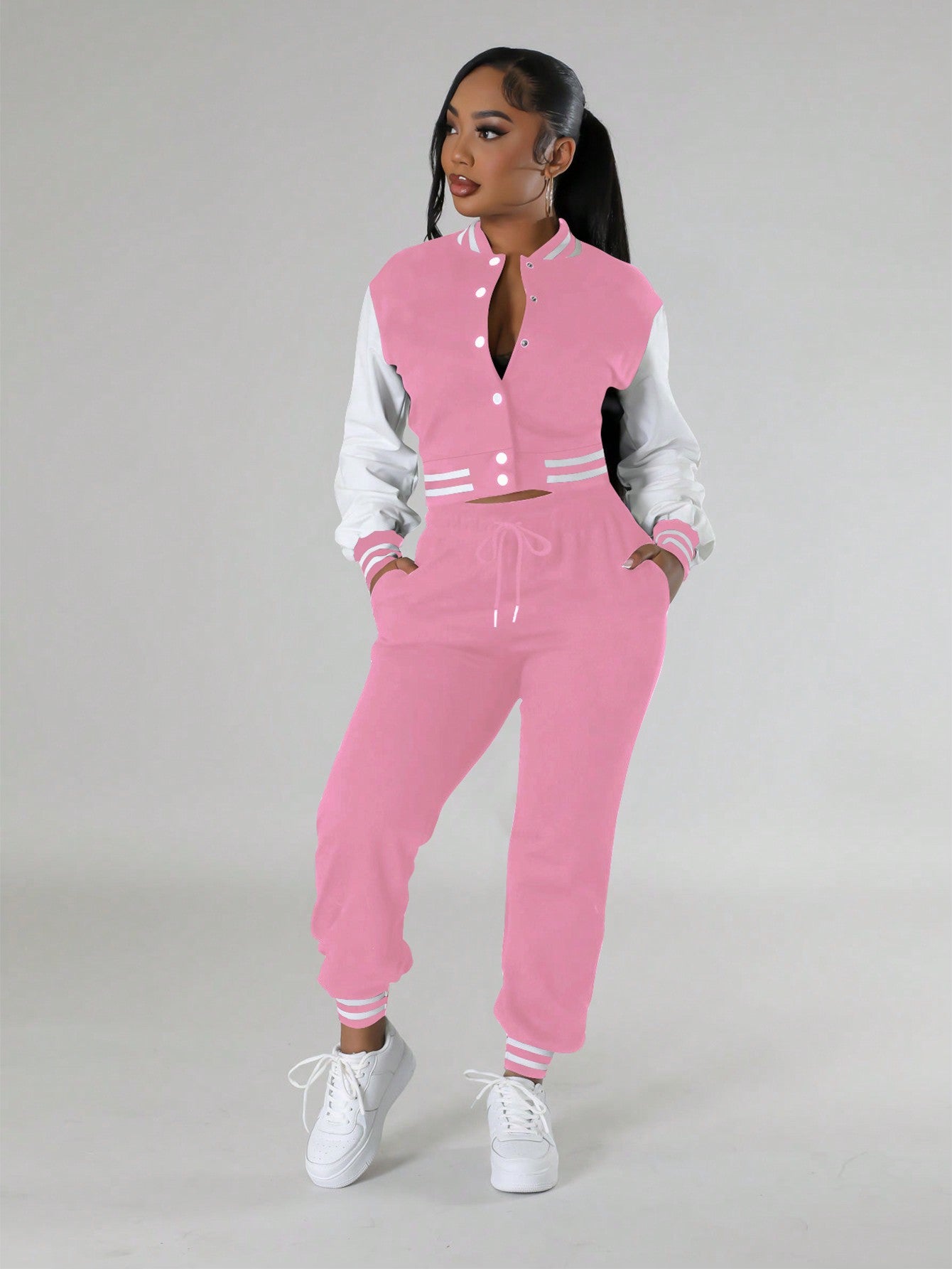 Ladies' Fashionable Casual Sports Style Baseball Suit Sports Pants Two-Piece Set
