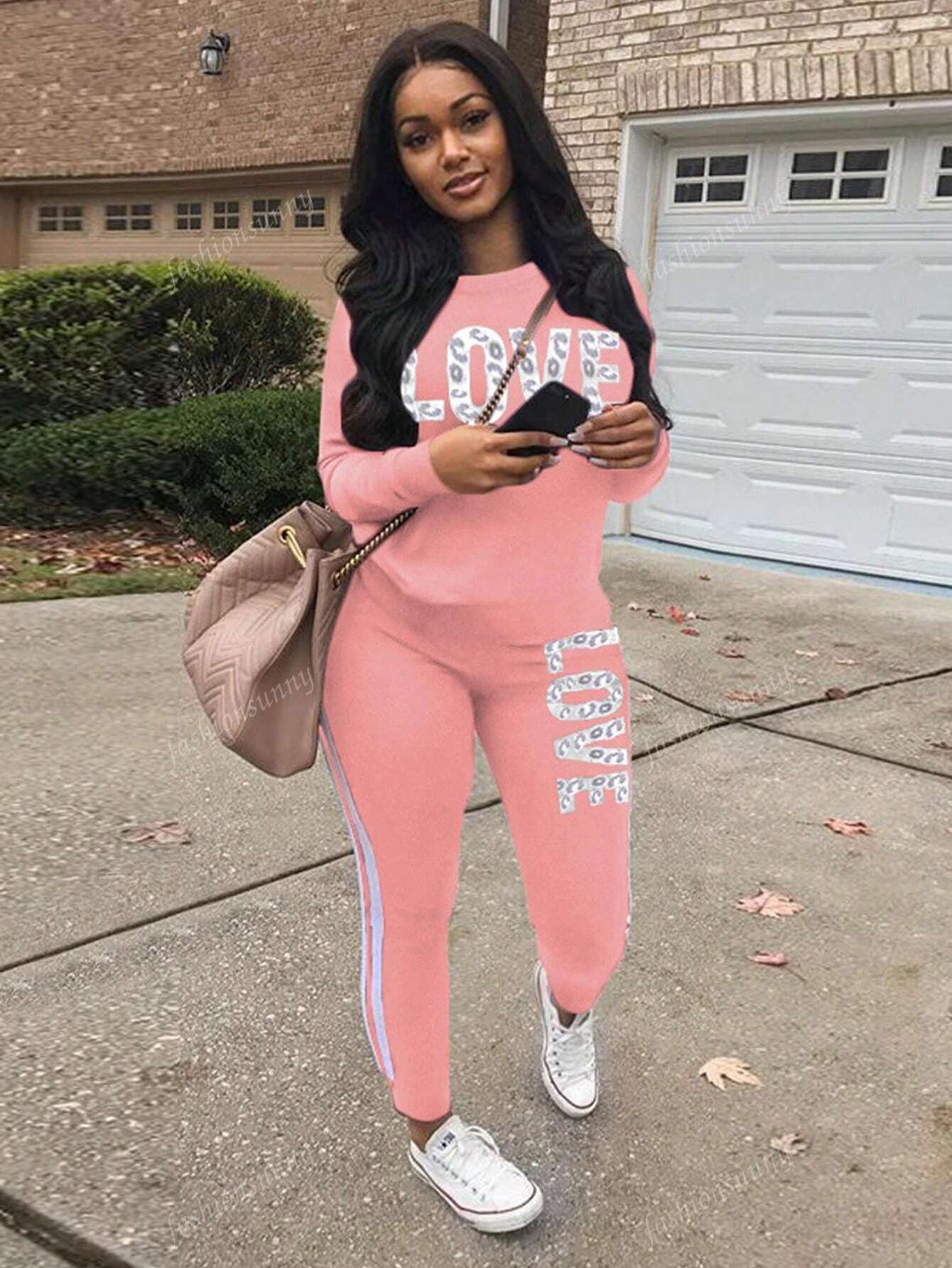 Women's Casual Letter Print Thickened Sports Suit